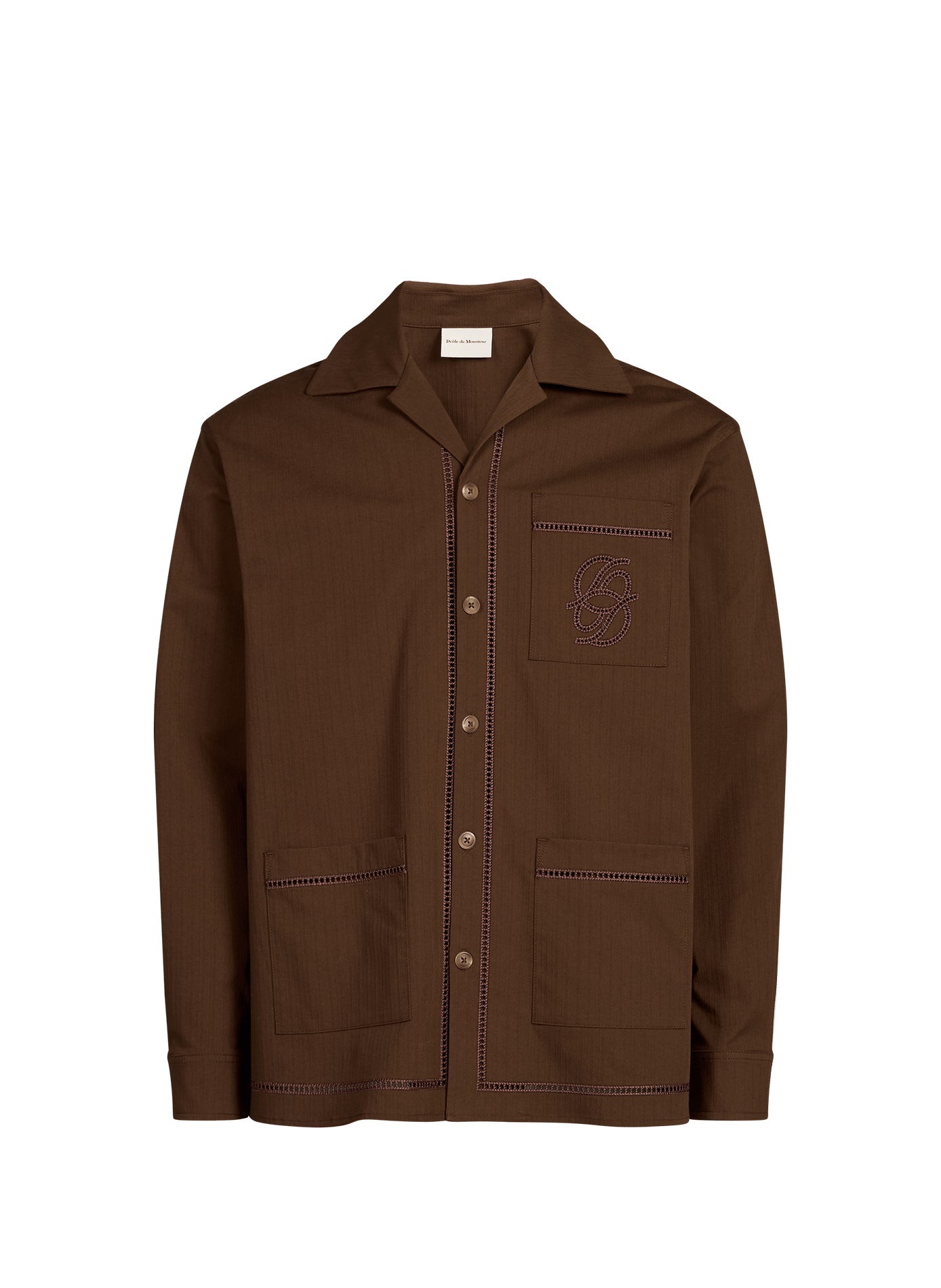 Shirt with logo embroidery in blended cotton DROLE DE MONSIEUR Brown