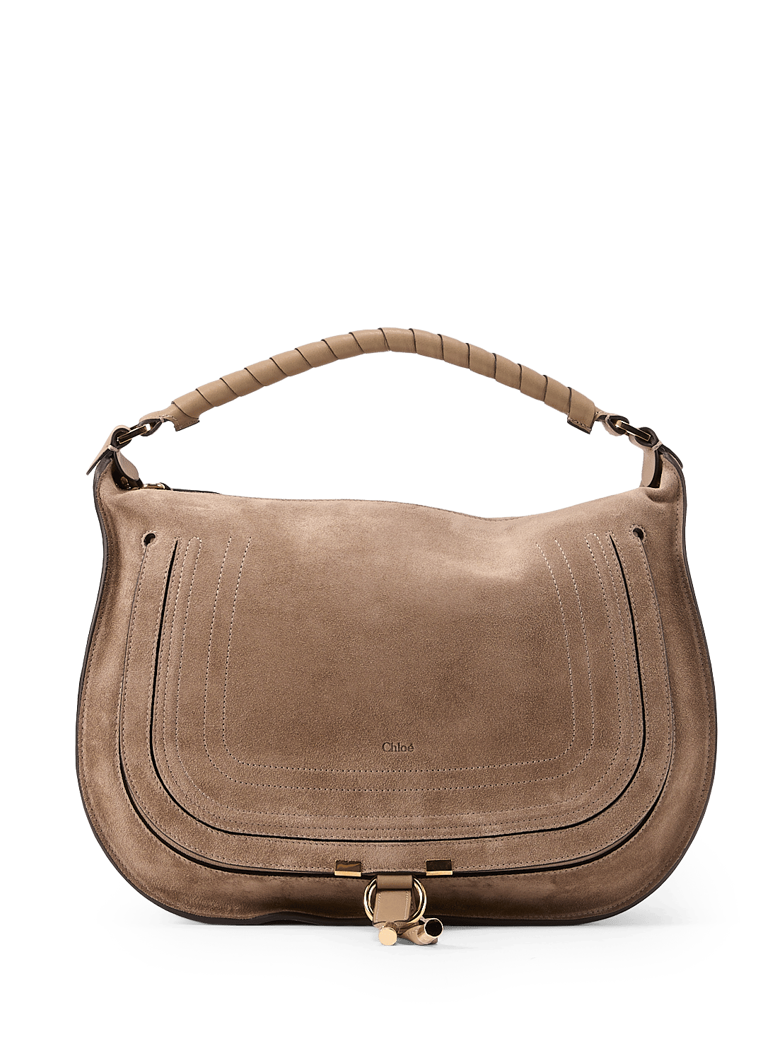 Large Marcie handbag in suede calfskin CHLOÉ Grey