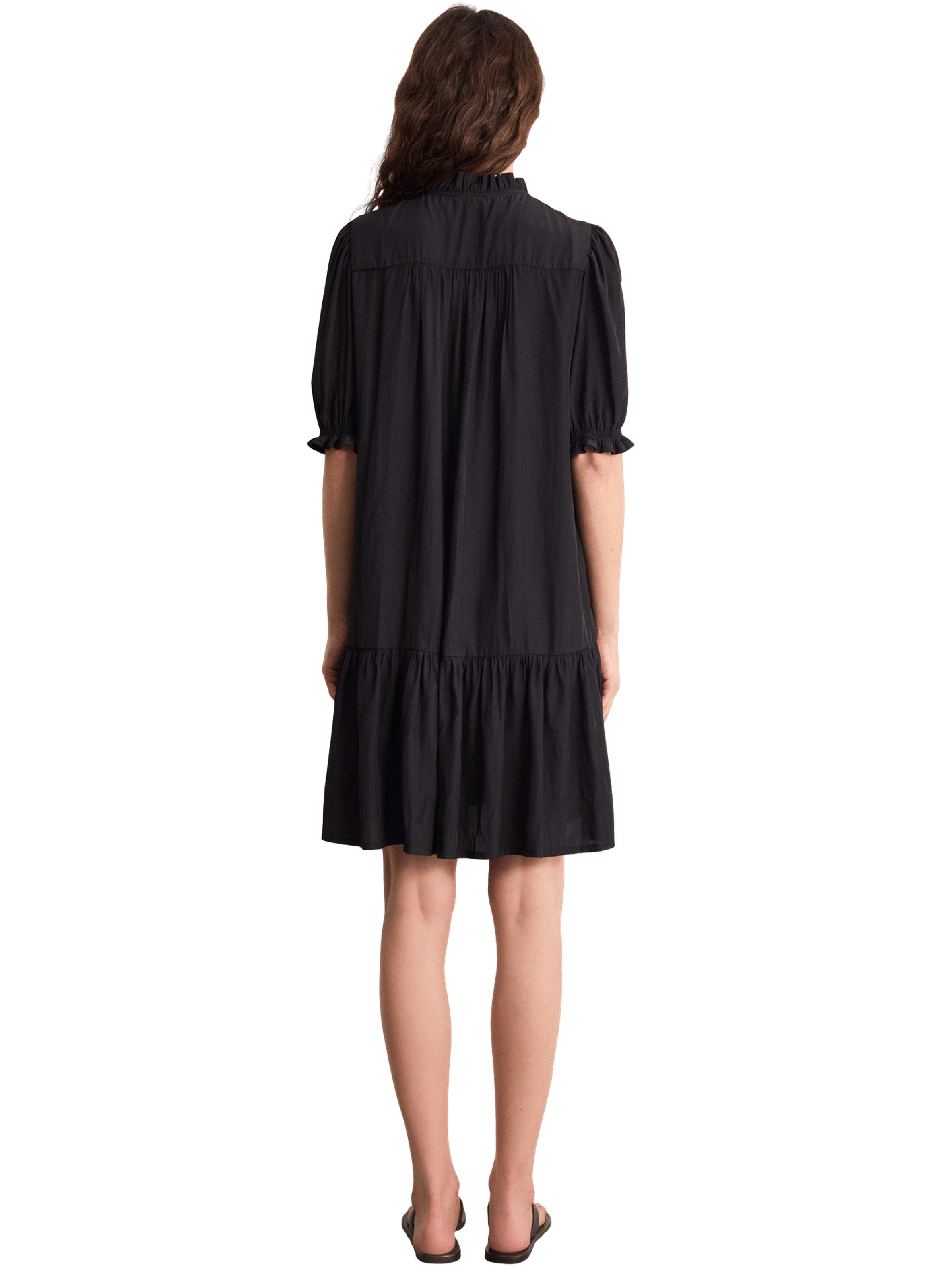 Robe droite et courte à volants - amalia PABLO Noir