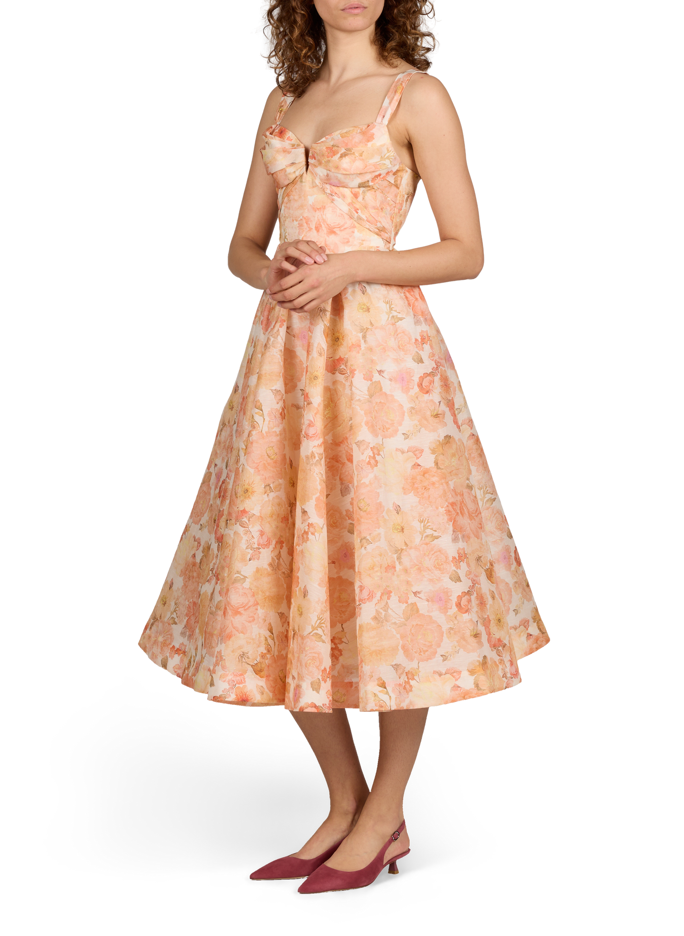 Rebellion draped midi dress in linen and silk ZIMMERMANN Multicolour