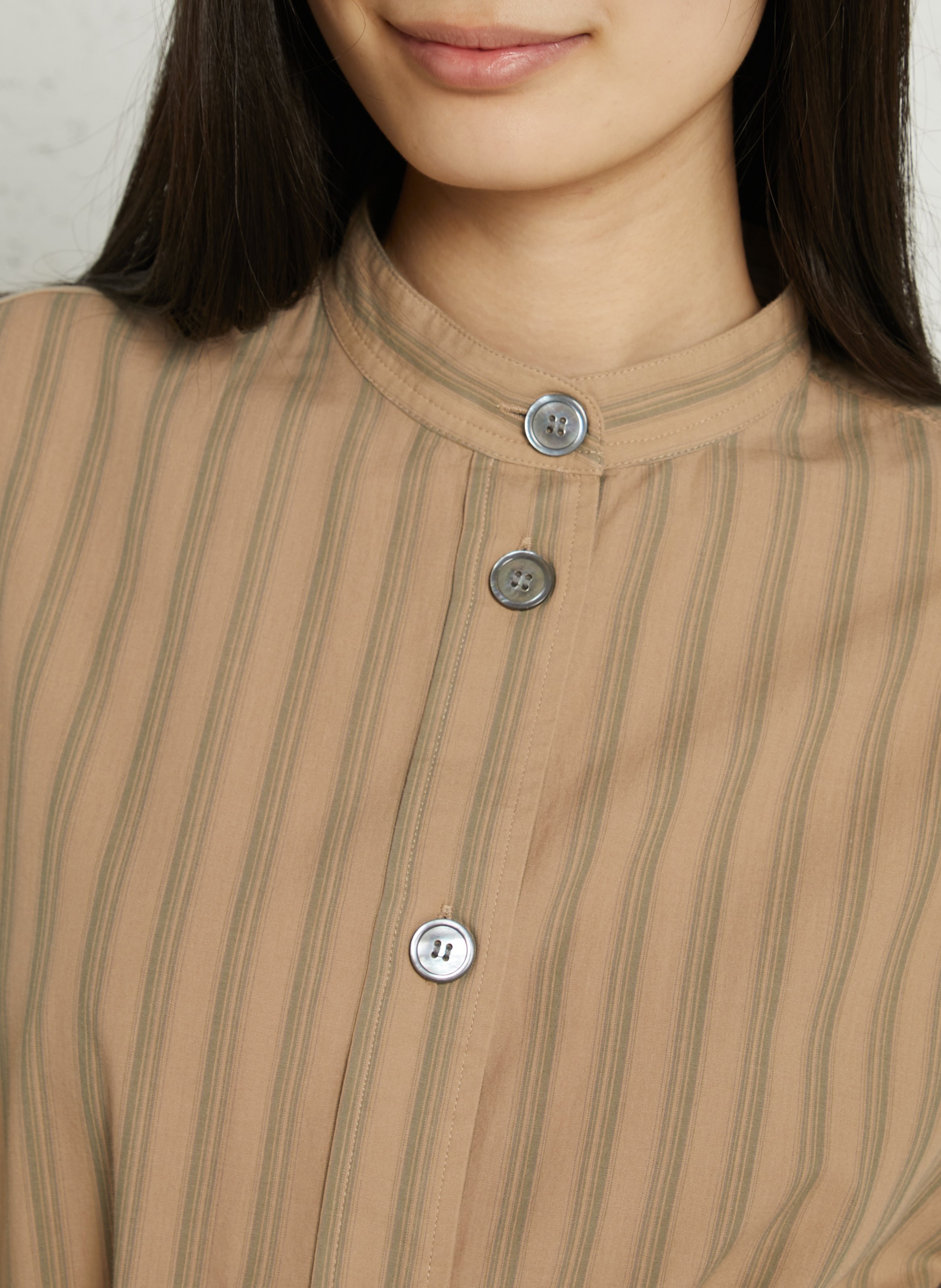 Robe midi col mao en coton izzo SOEUR Beige