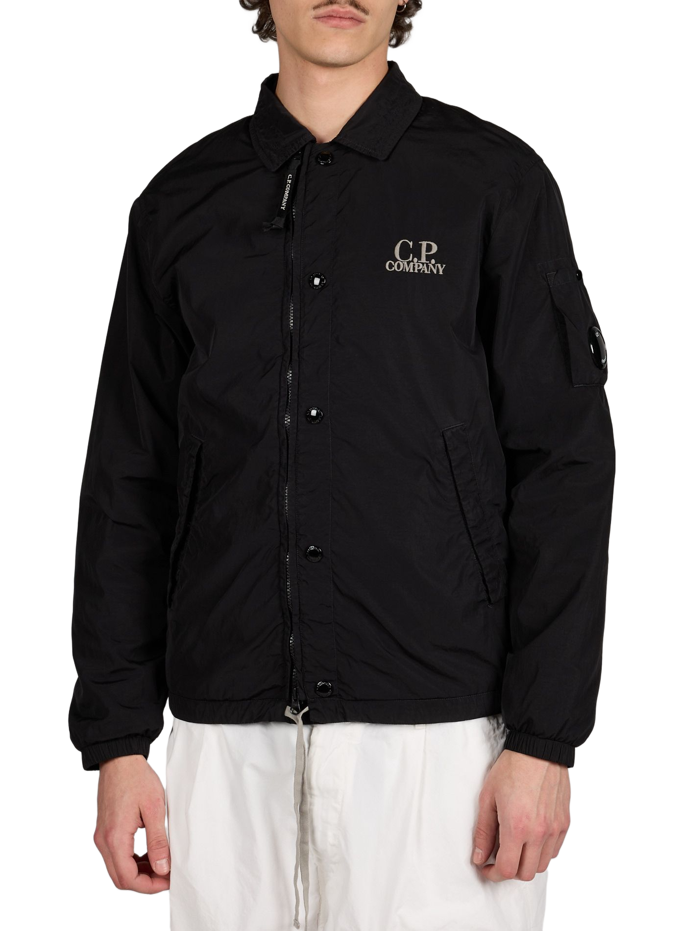 Surchemise zippée avec broderie marque CP COMPANY Noir