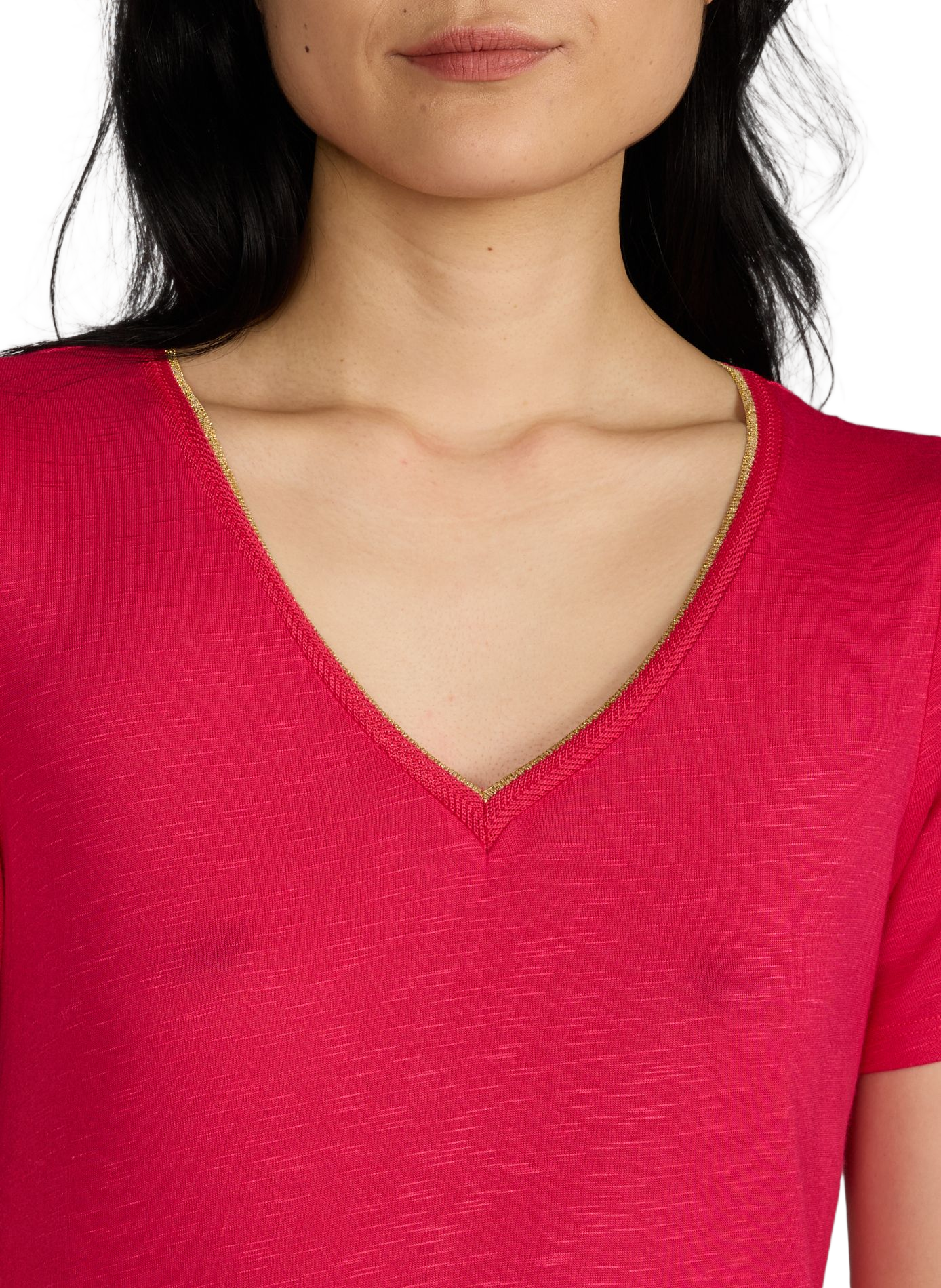 T-shirt Vinoel col V VILA Rose