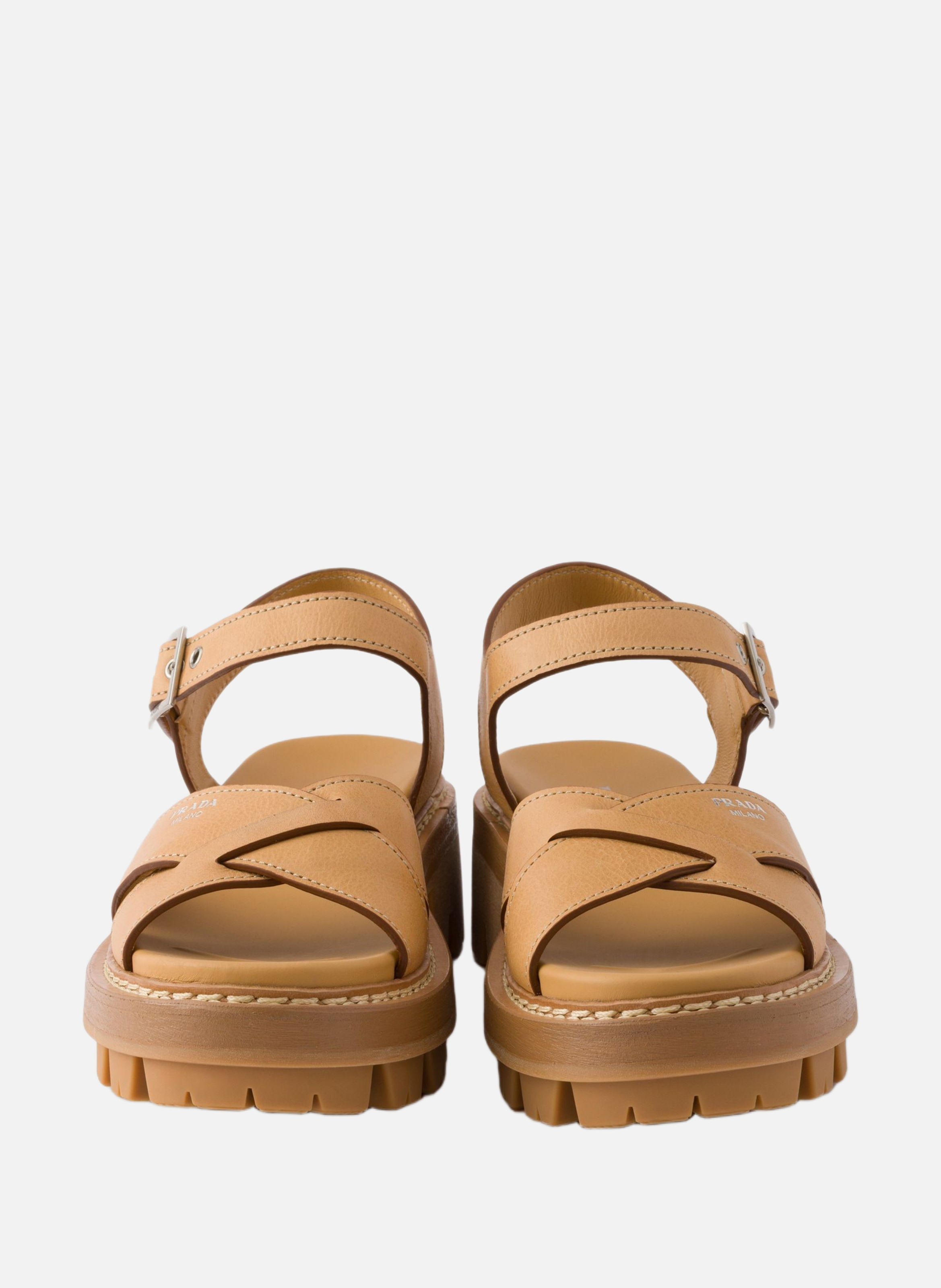 Sandales en cuir PRADA Beige