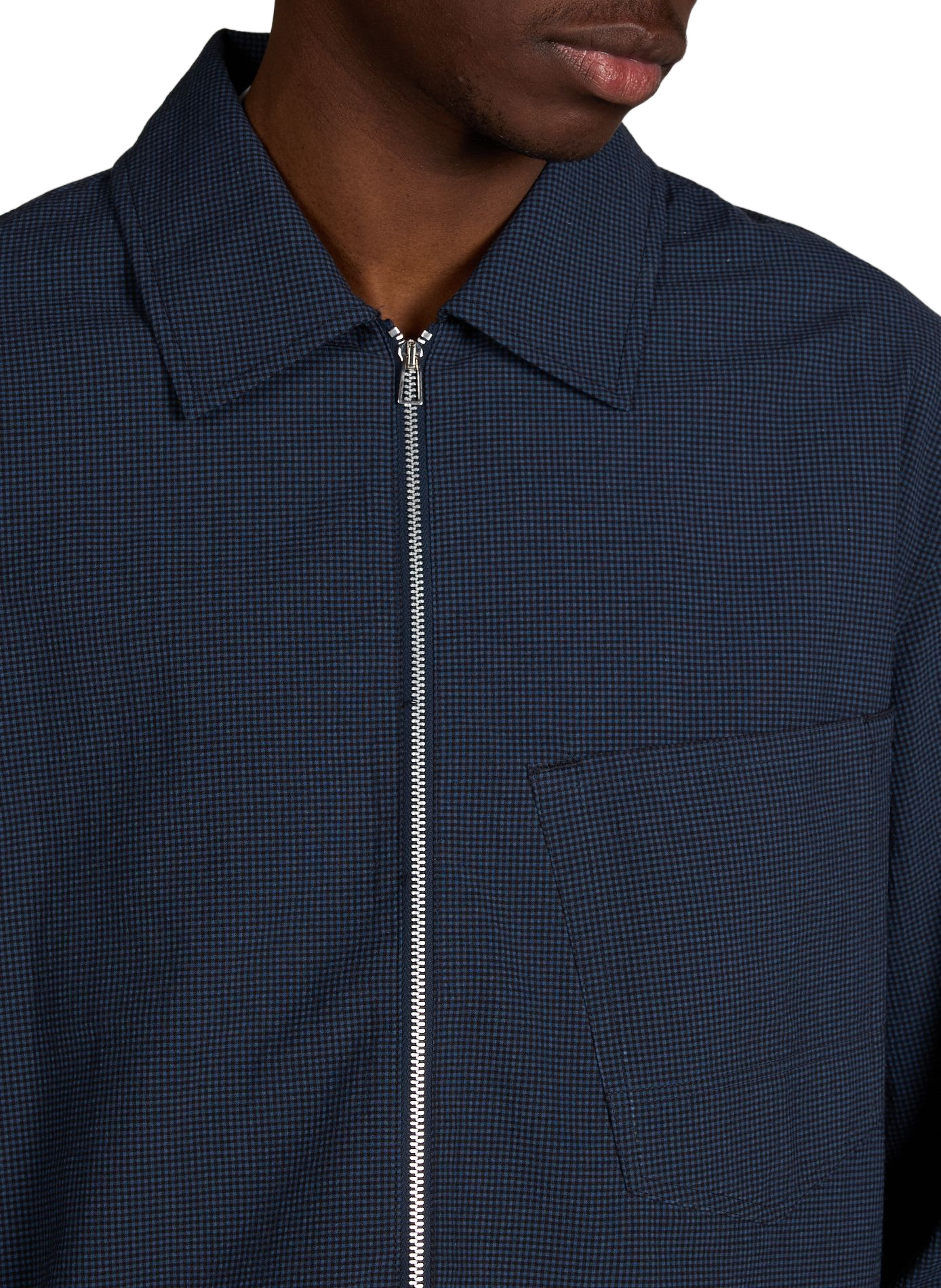 Seersucker checkered zip-up jacket PAUL SMITH Blue