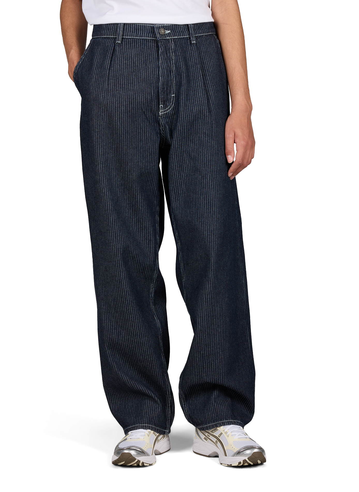 Jean à rayures en coton GUESS Bleu