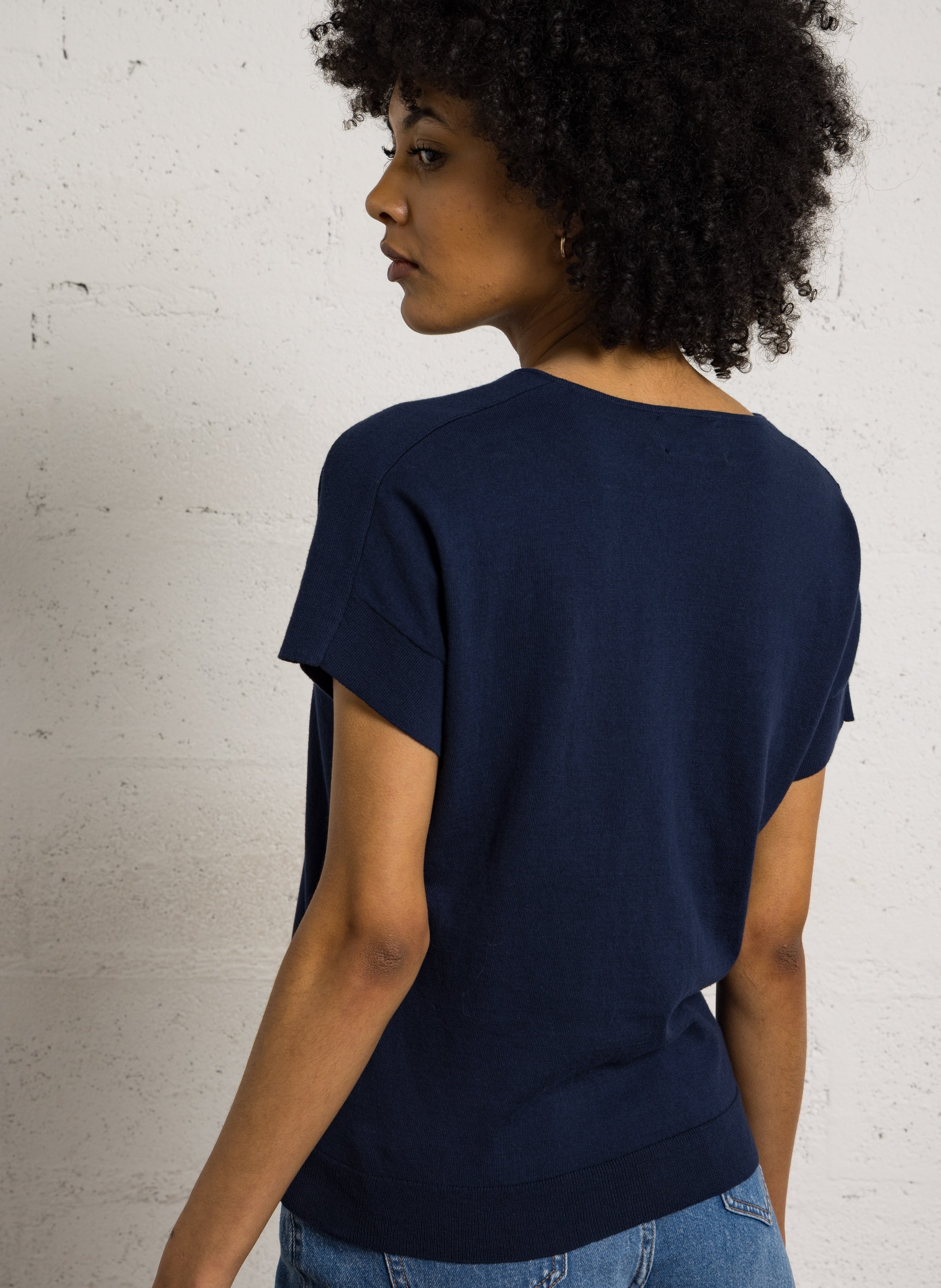 Top oversize col v en coton pretty Violet
