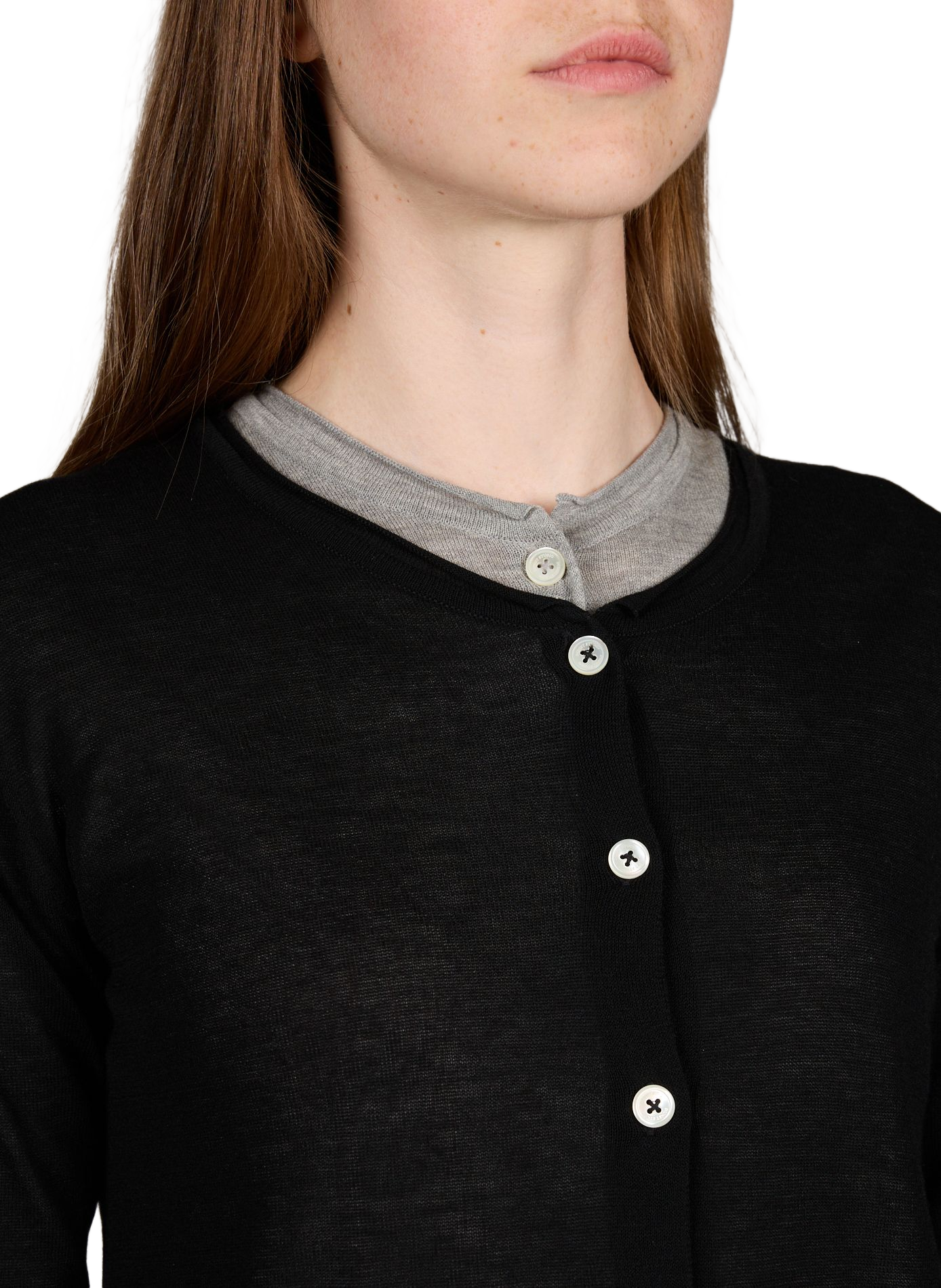 Transparent round-neck cardigan in blended cotton DUNST Black
