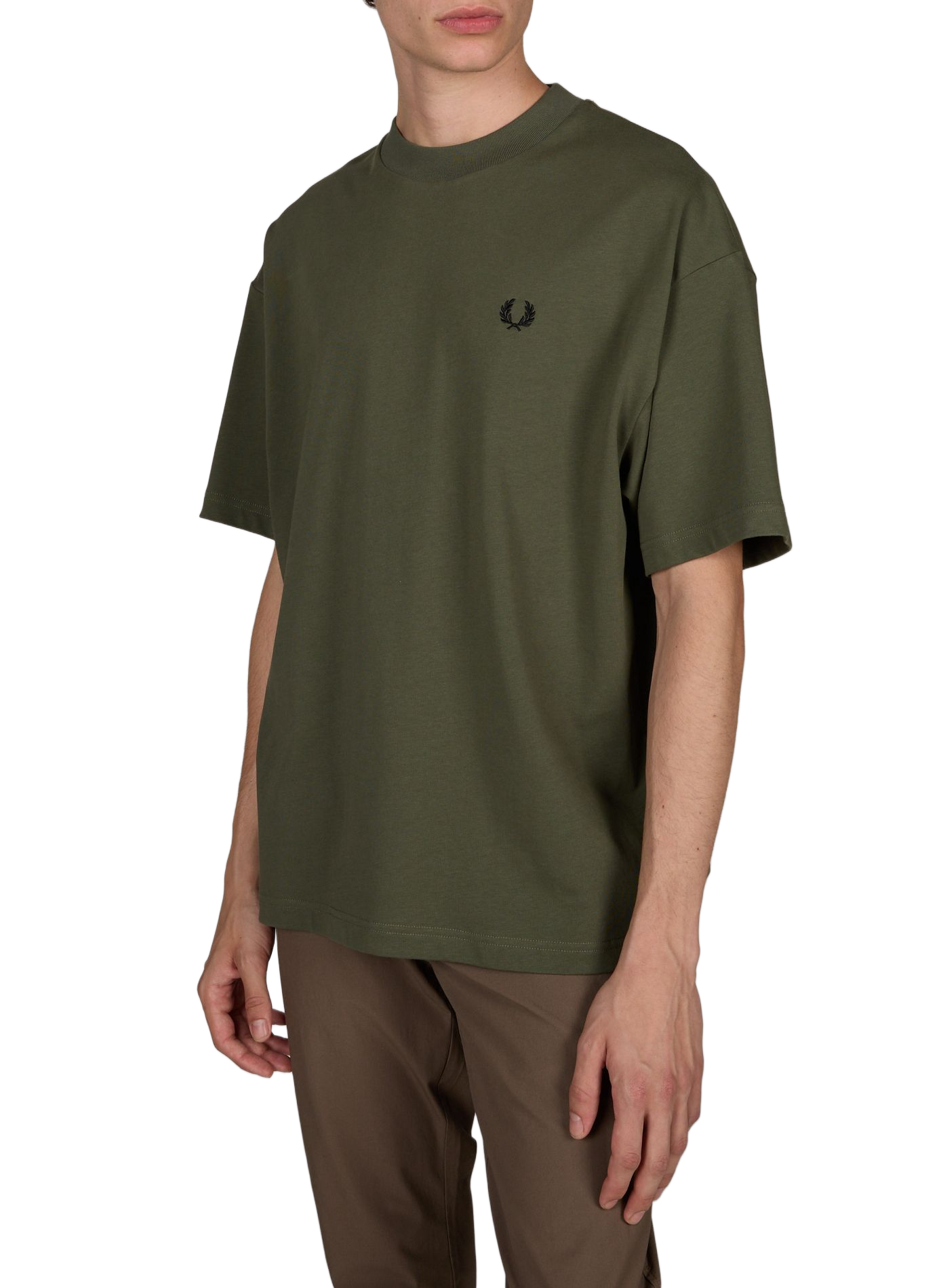 Oversized t-shirt with cotton back print FRED PERRY Green