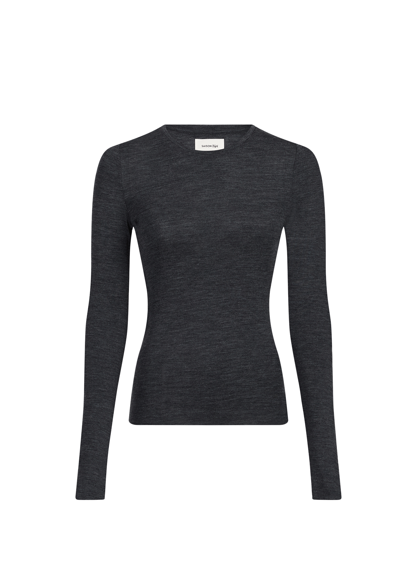 Pull uni à col rond en laine  SAISON 1865 Gris