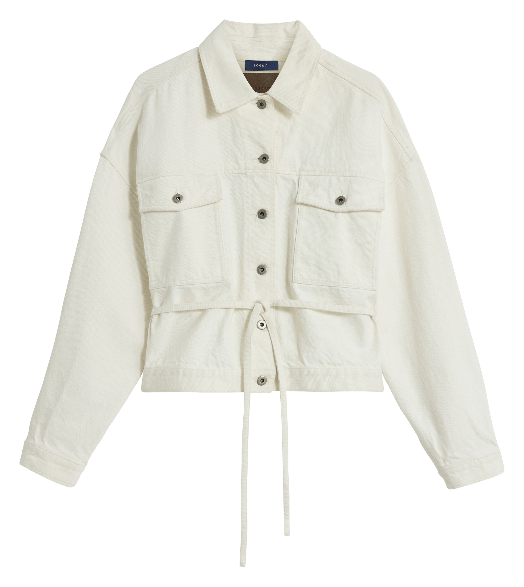 Veste denim oversize en coton bio lys SOEUR Beige