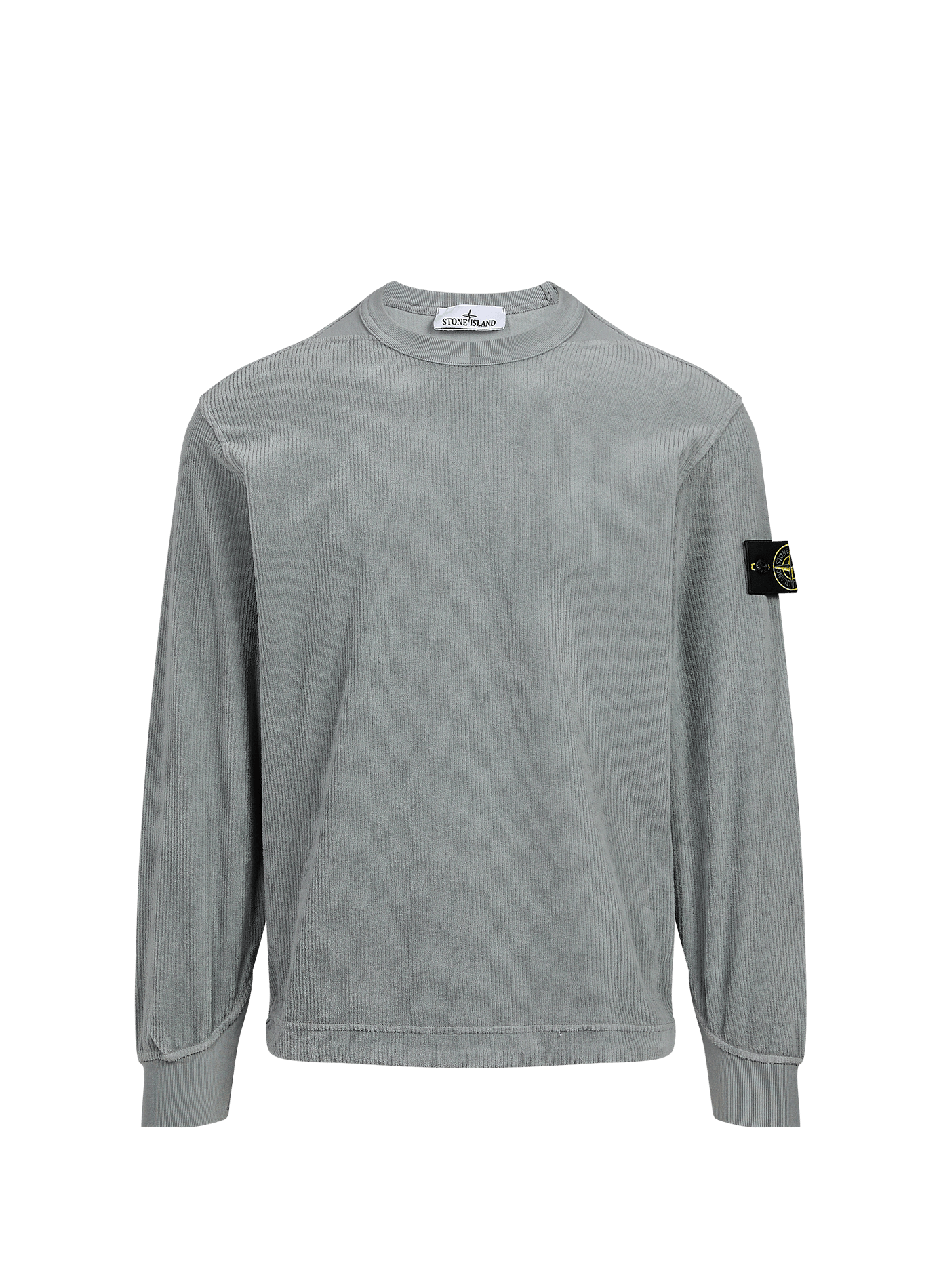 Round neck sweatshirt in velvet STONE ISLAND Grey