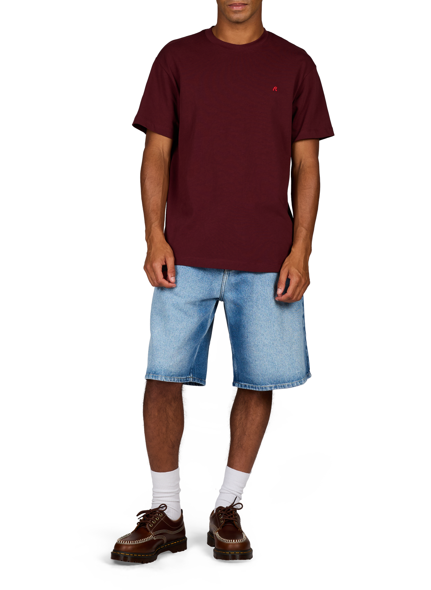 Effen T-shirt met geborduurd logo van katoen. REPLAY Rood