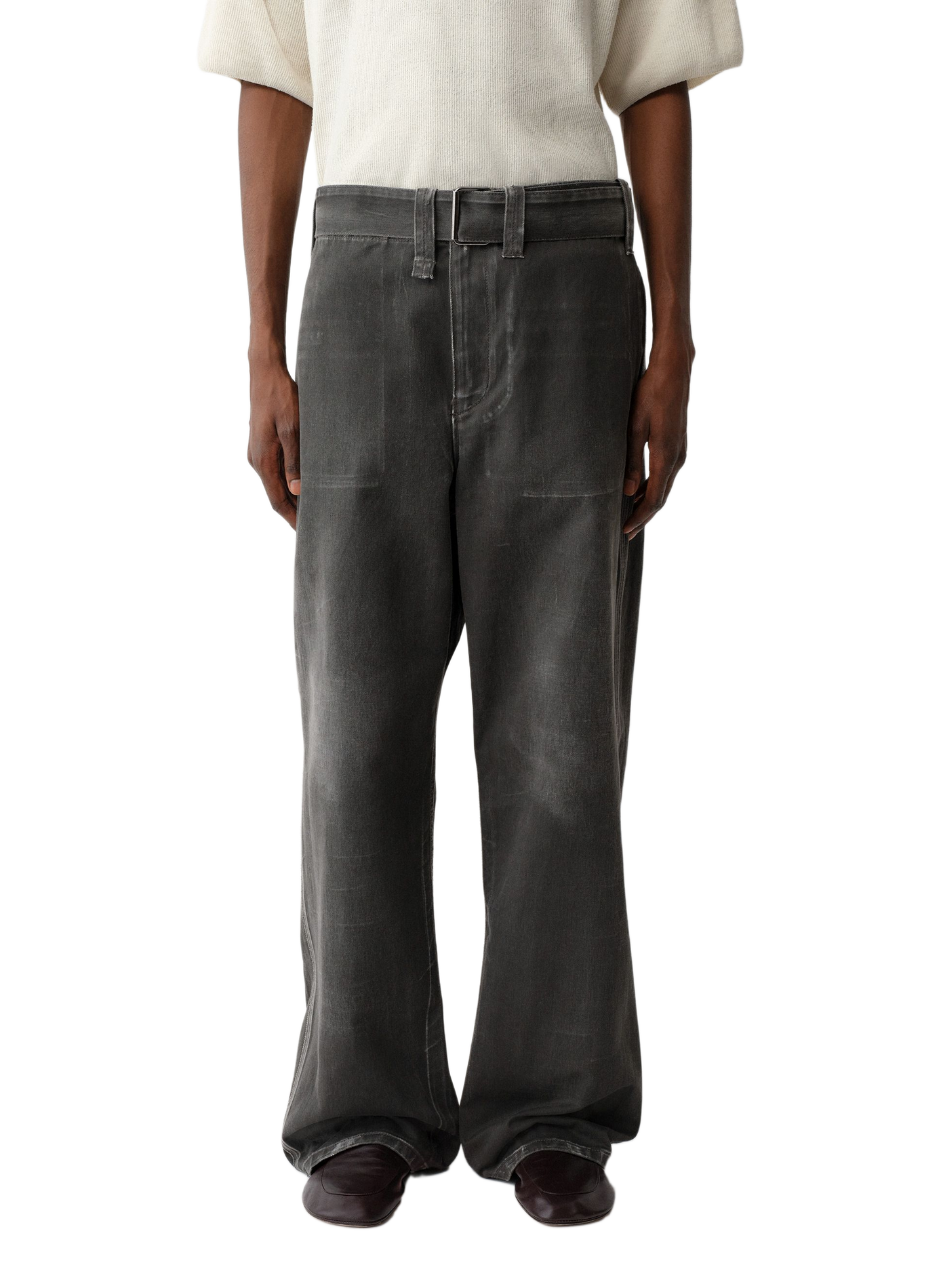 Men's Straight Wide Leg Cotton Jeans CALVIN KLEIN COLLECTION Black