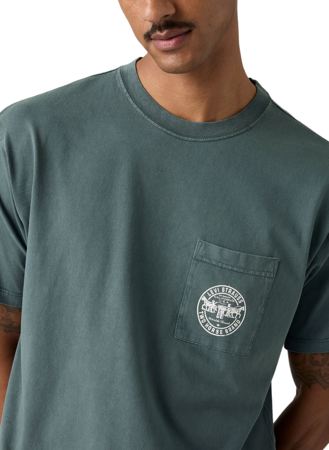 Straight fit round neck printed cotton T-shirt LEVI'S Blue