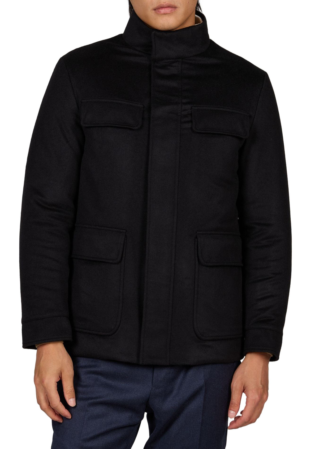 Straight wool and cashmere jacket AURELIEN Blue