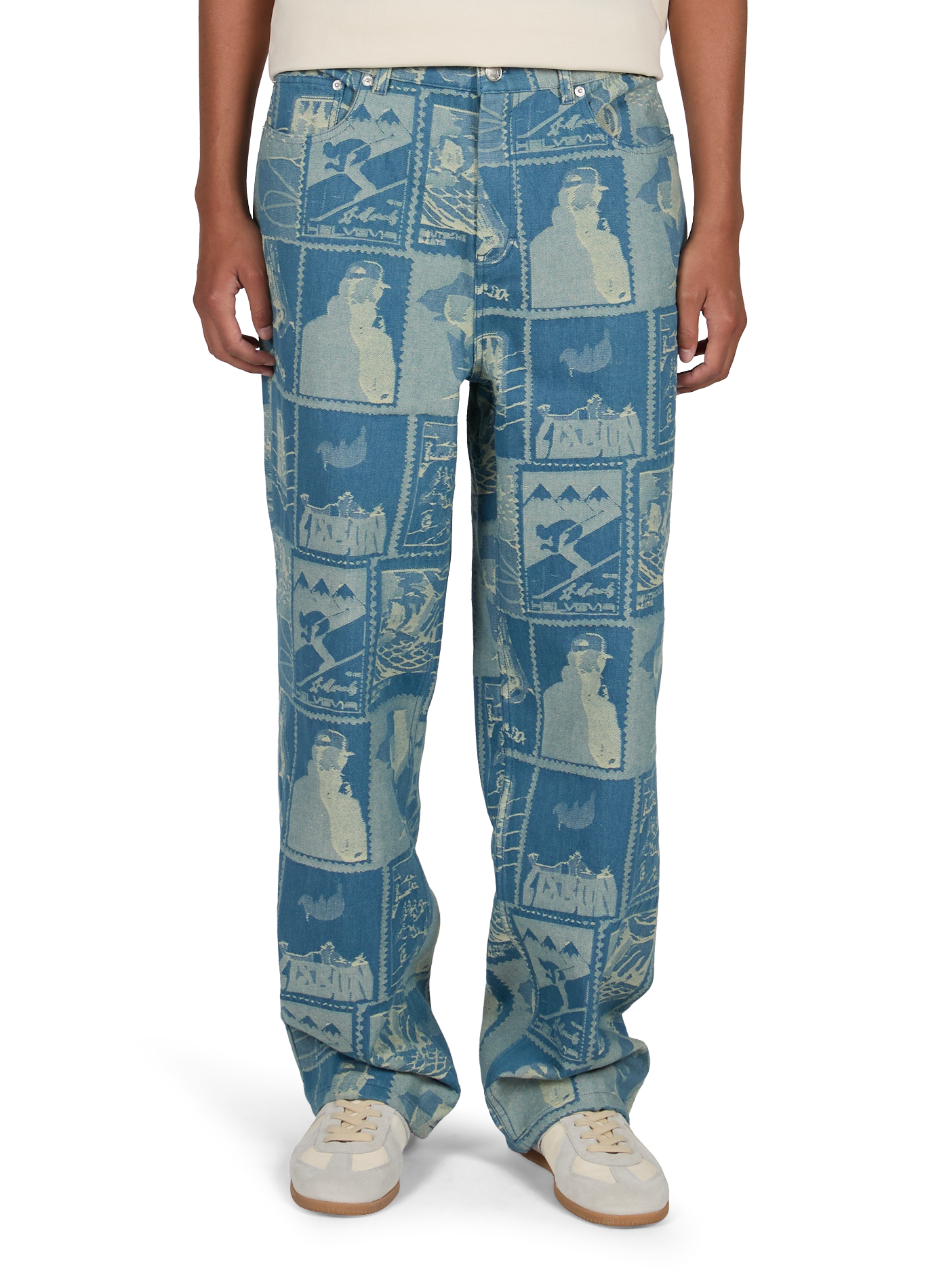 Bedruckte Jeans aus Baumwollmischung LES DEUX Blau