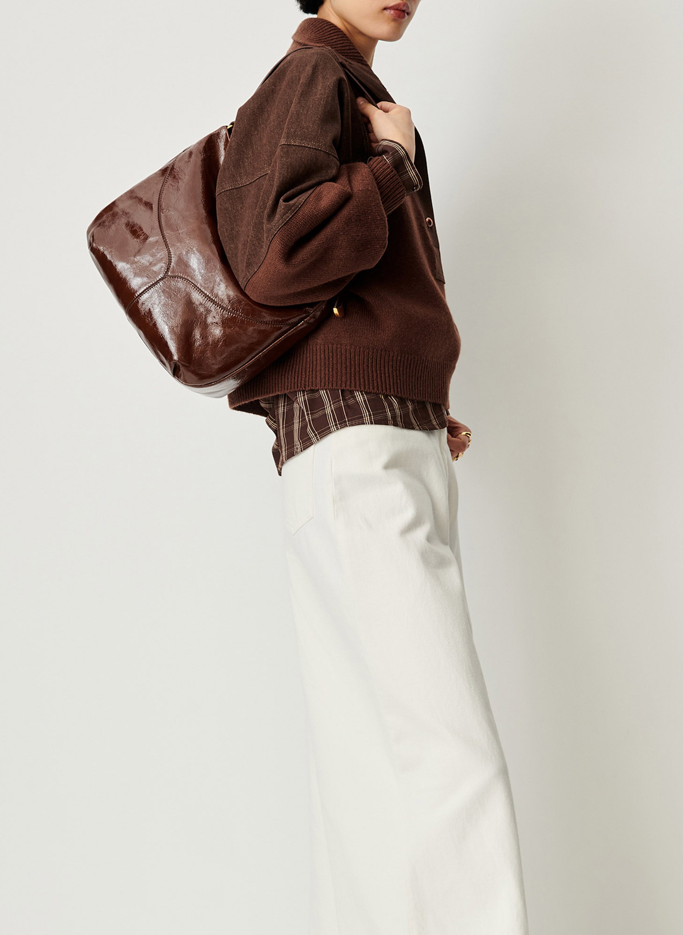 Pull oversize col montant en laine wyssal SESSUN Marron