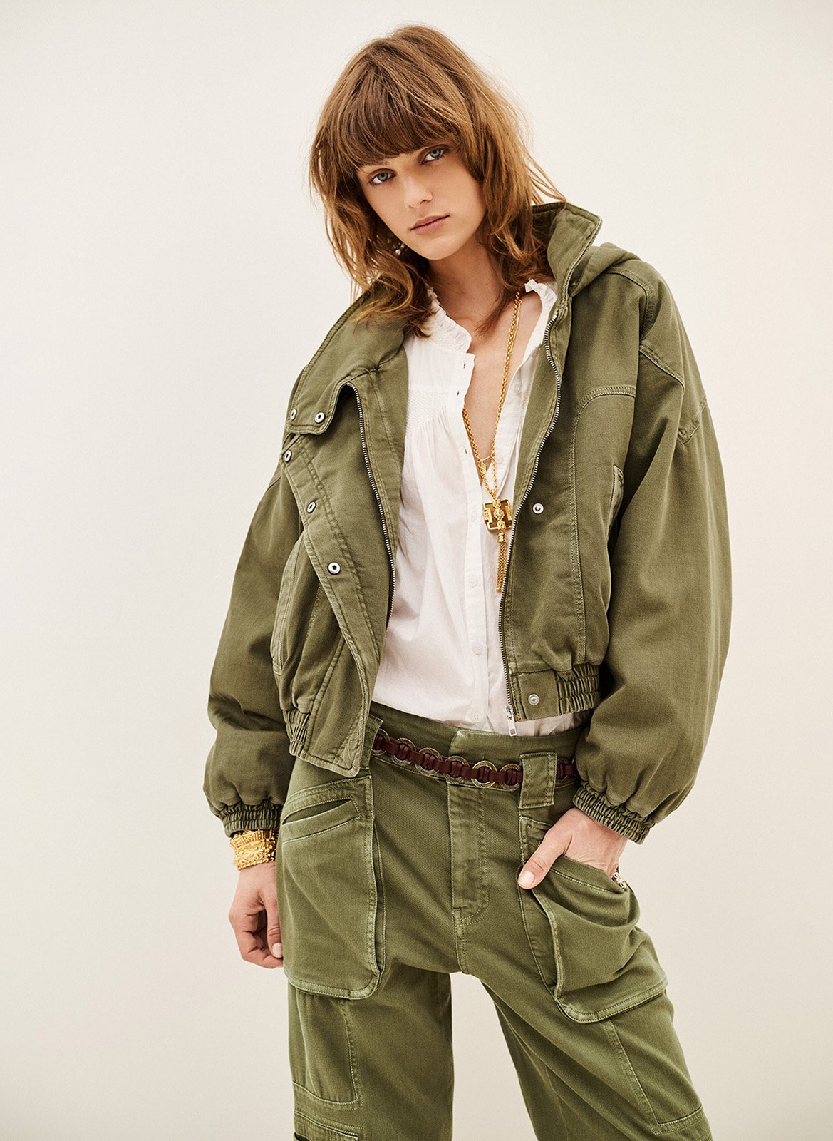 Blouson col montant en coton nalo BA&SH Kaki