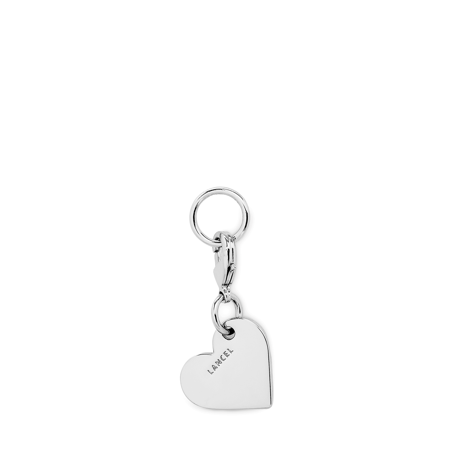 Verzilverde hartvormige hanger van Lancel, metalen afwerking, personaliseerbaar accessoire. LANCEL Zilver