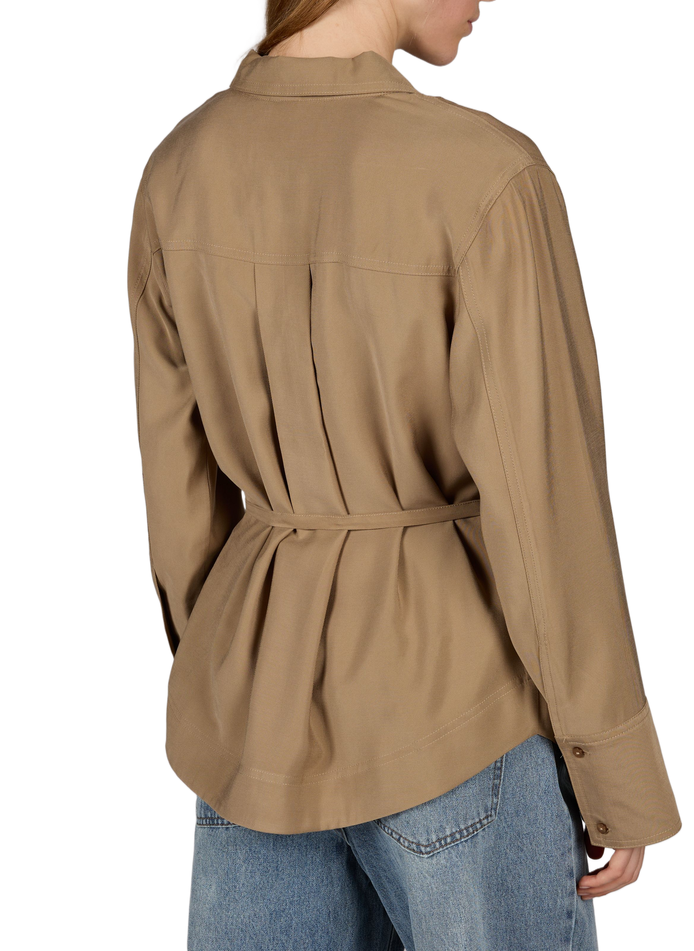 Weit geschnittene Hemdbluse mit Reverskragen ROUGE EDIT Beige