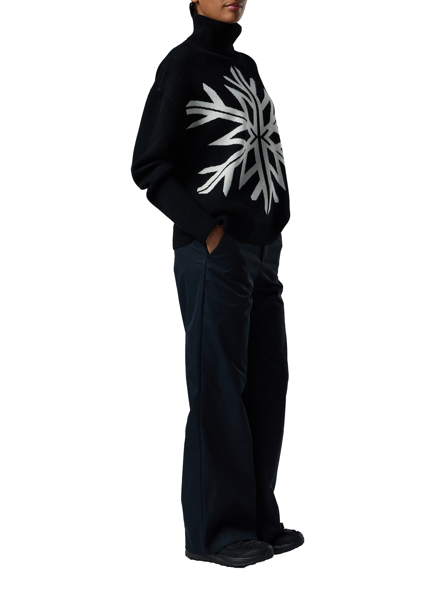 Relaxed-fit W PATTER merino wool turtleneck sweater ROSSIGNOL Black
