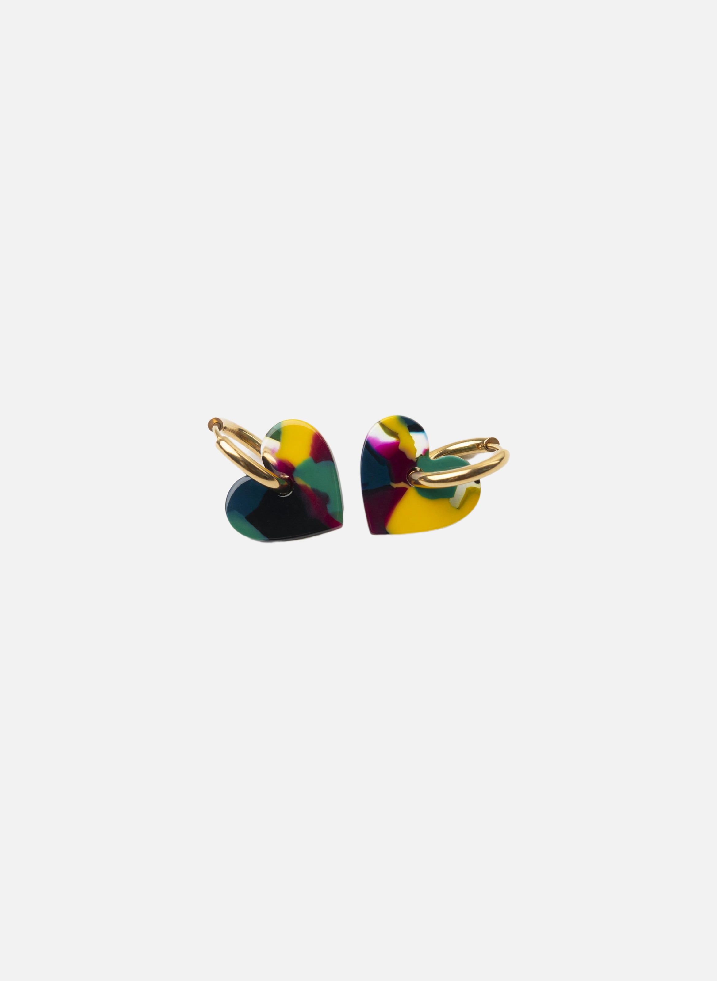 Boucles d'oreilles lova lova avec anneaux en acier inoxydable doré | Multicolore KURAGE GINZA Montres et Bijoux
