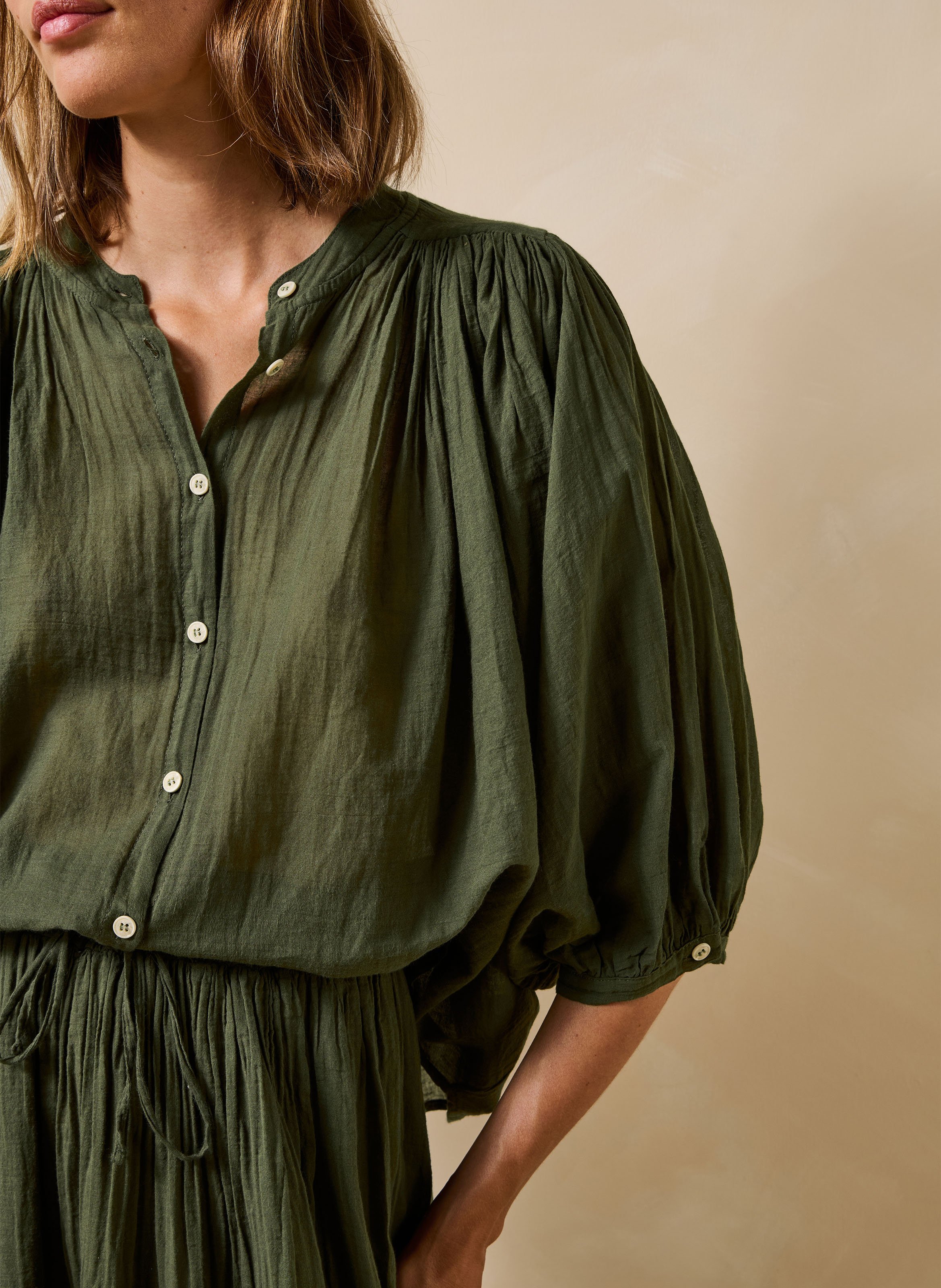 Oversized katoenen overhemd LA FEE MARABOUTEE Groen