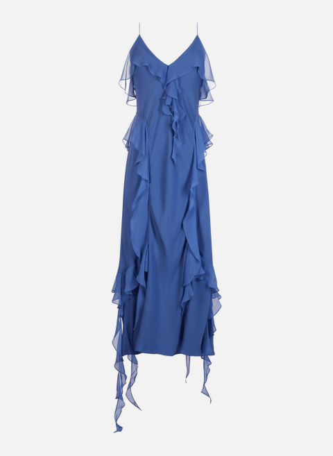 فستان من الحرير الأزرق بكشكشةKHAITE 