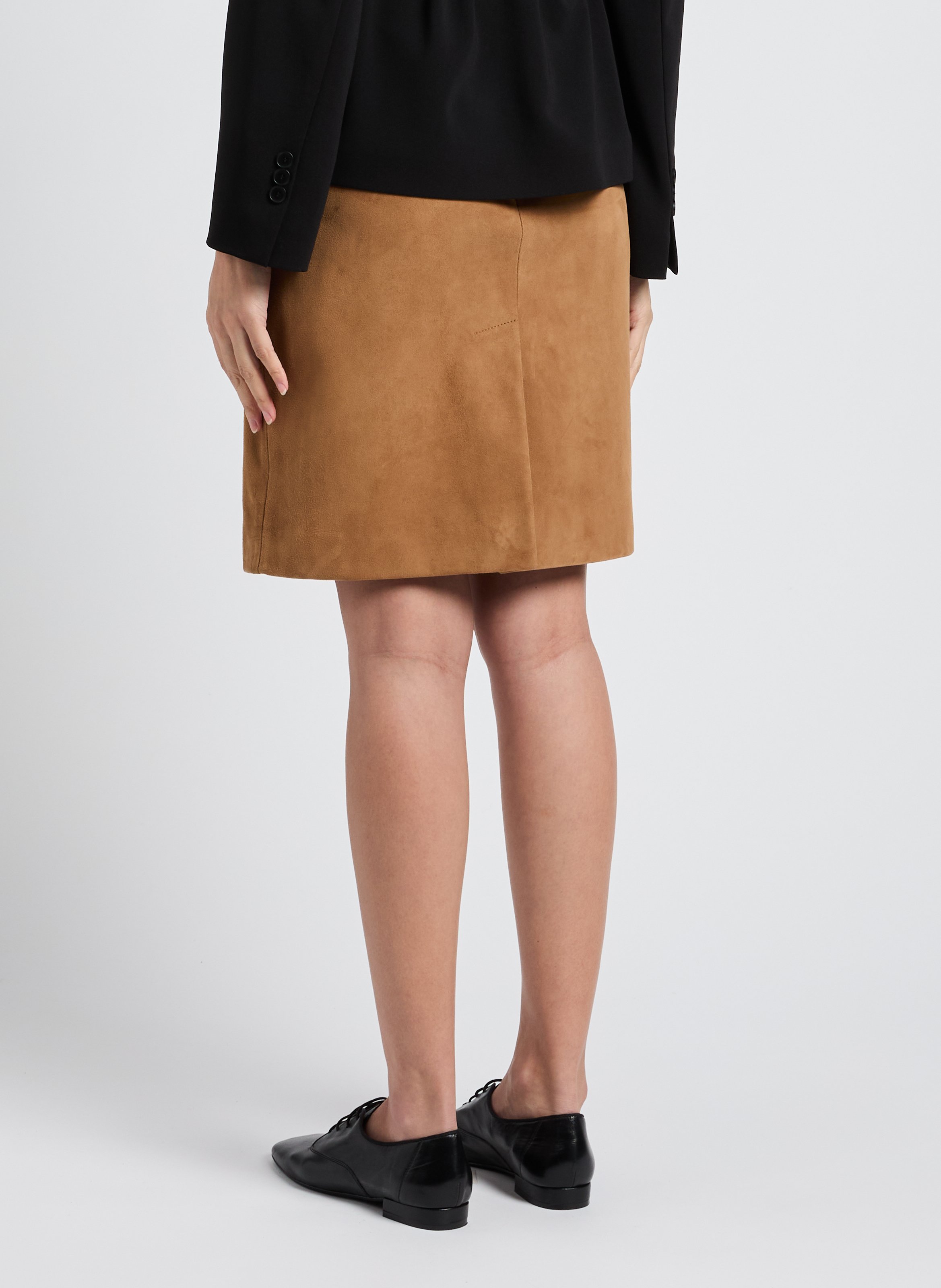 Jupe Volu en cuir de chèvre SAISON 1865 Marron