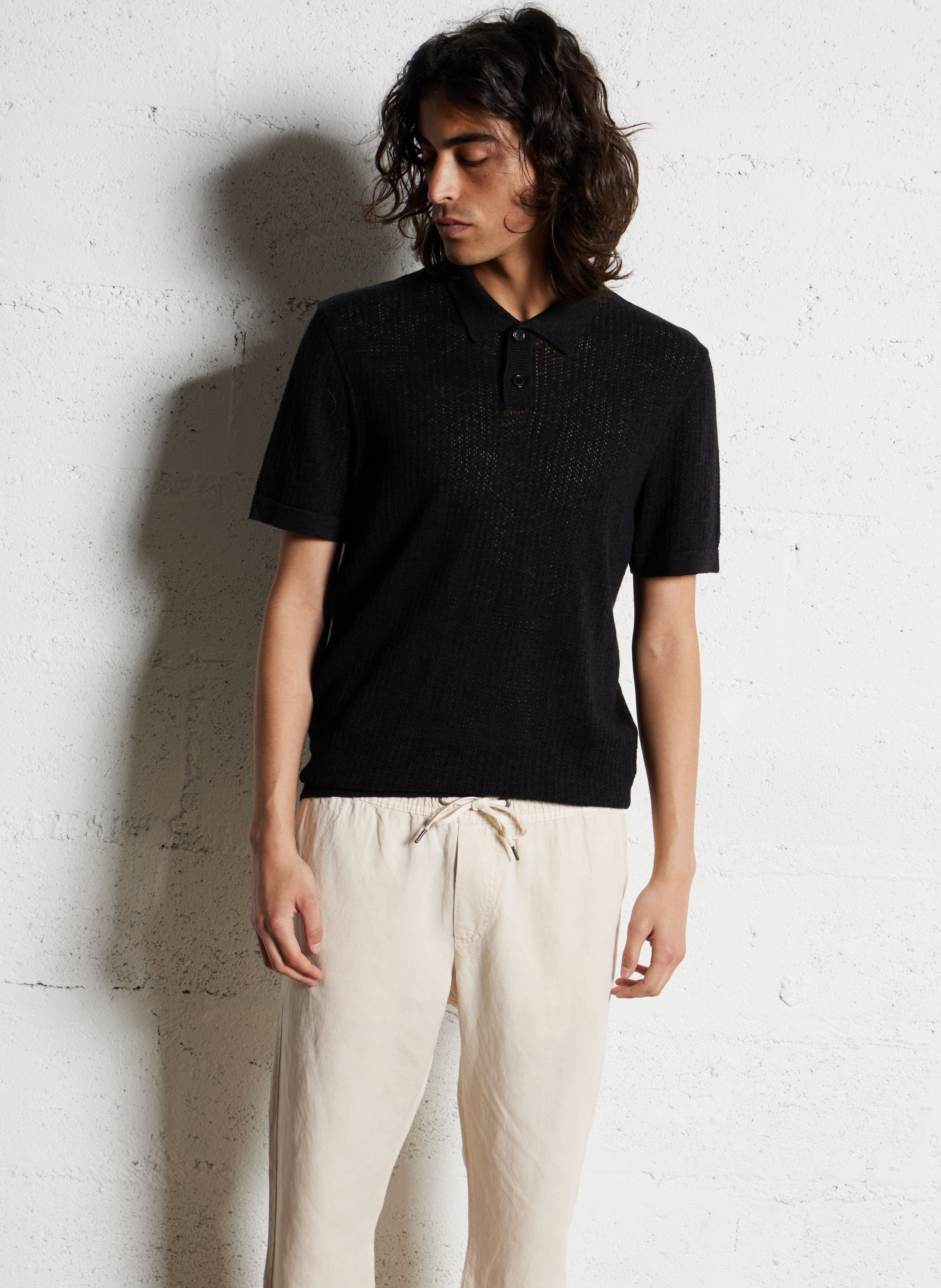 Polo en coton mélangé IKKS Noir