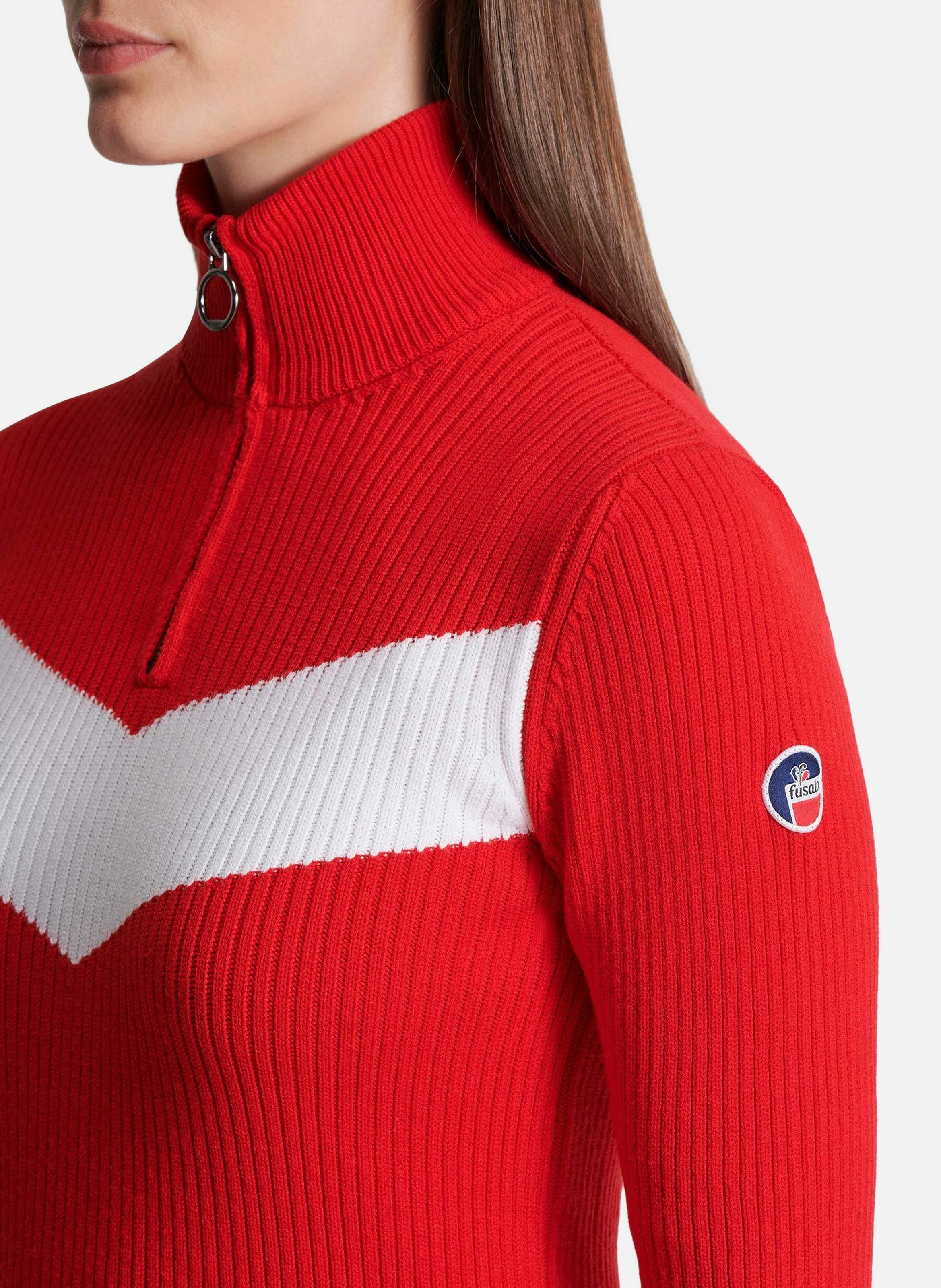Pull andromede col montant coupe ajustée FUSALP Rouge