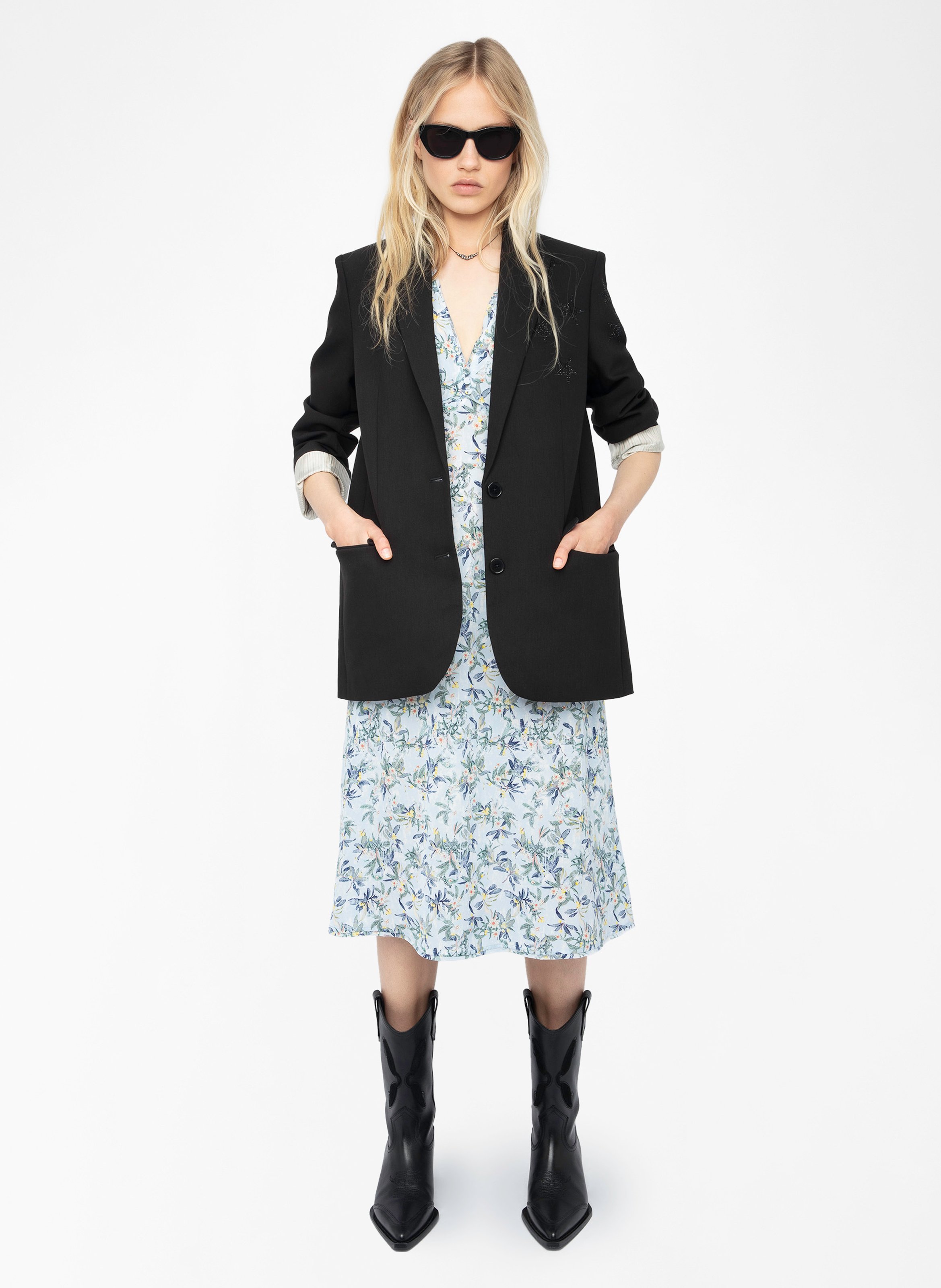 Robe midi col v imprimée rhodral ZADIG&VOLTAIRE Bleu