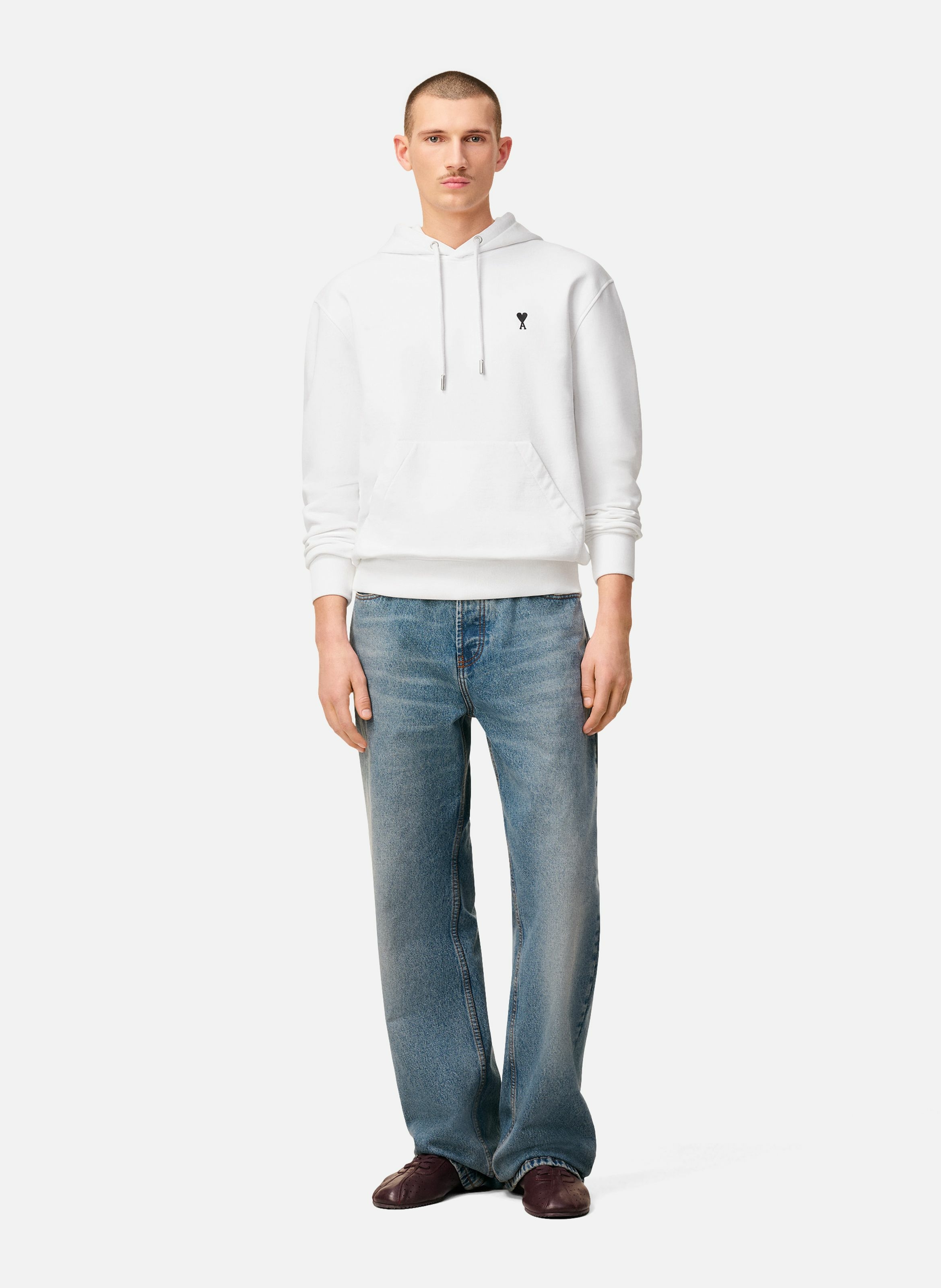 Hoodie ami de coeur en coton AMI PARIS Blanc