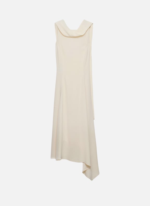 Robe asymétrique en crêpe-satin Beige by PRADA PRADA Robe asymétrique en crêpe-satin Beige