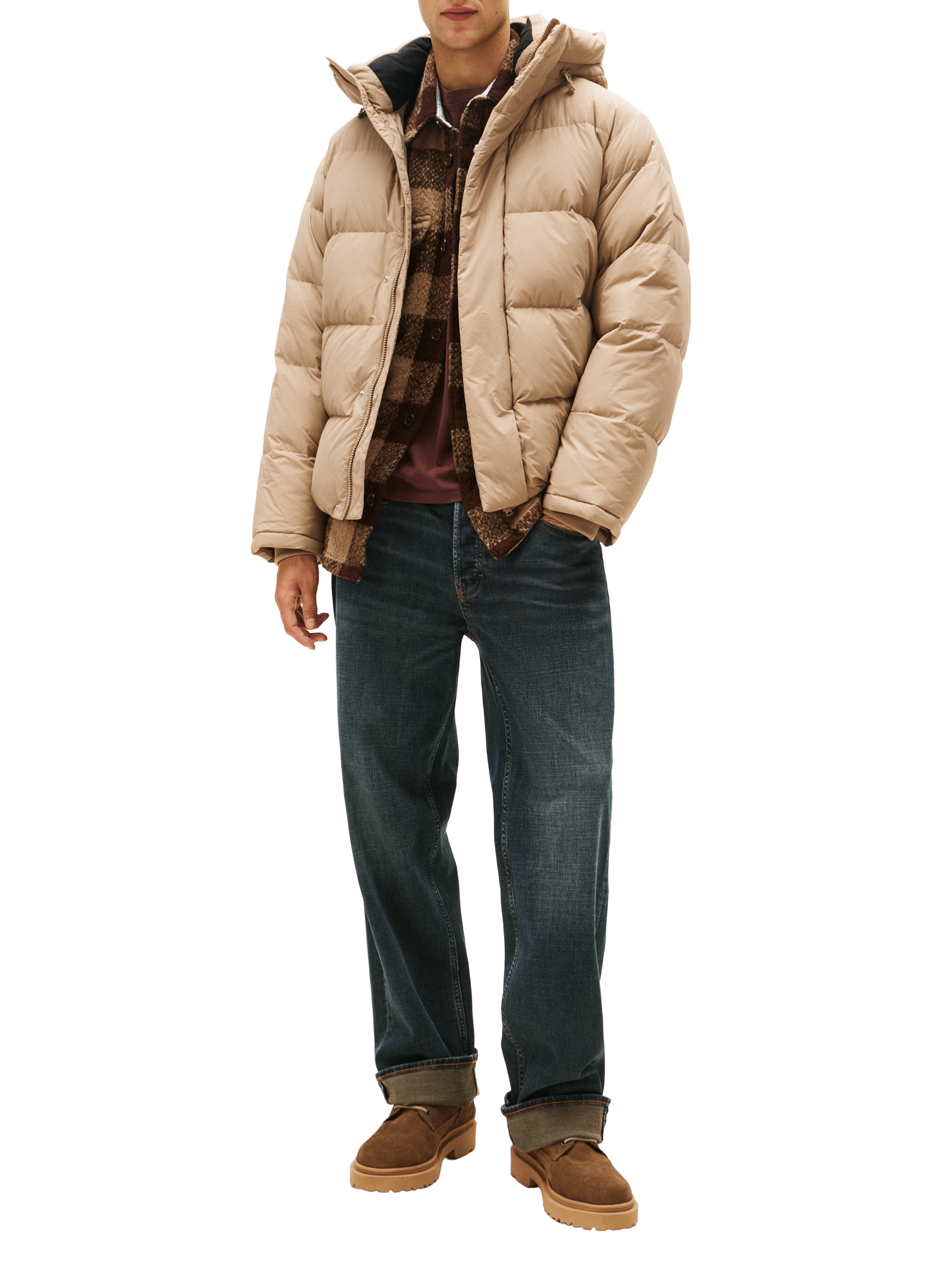 Padded jacket with high collar TOMMY HILFIGER Beige