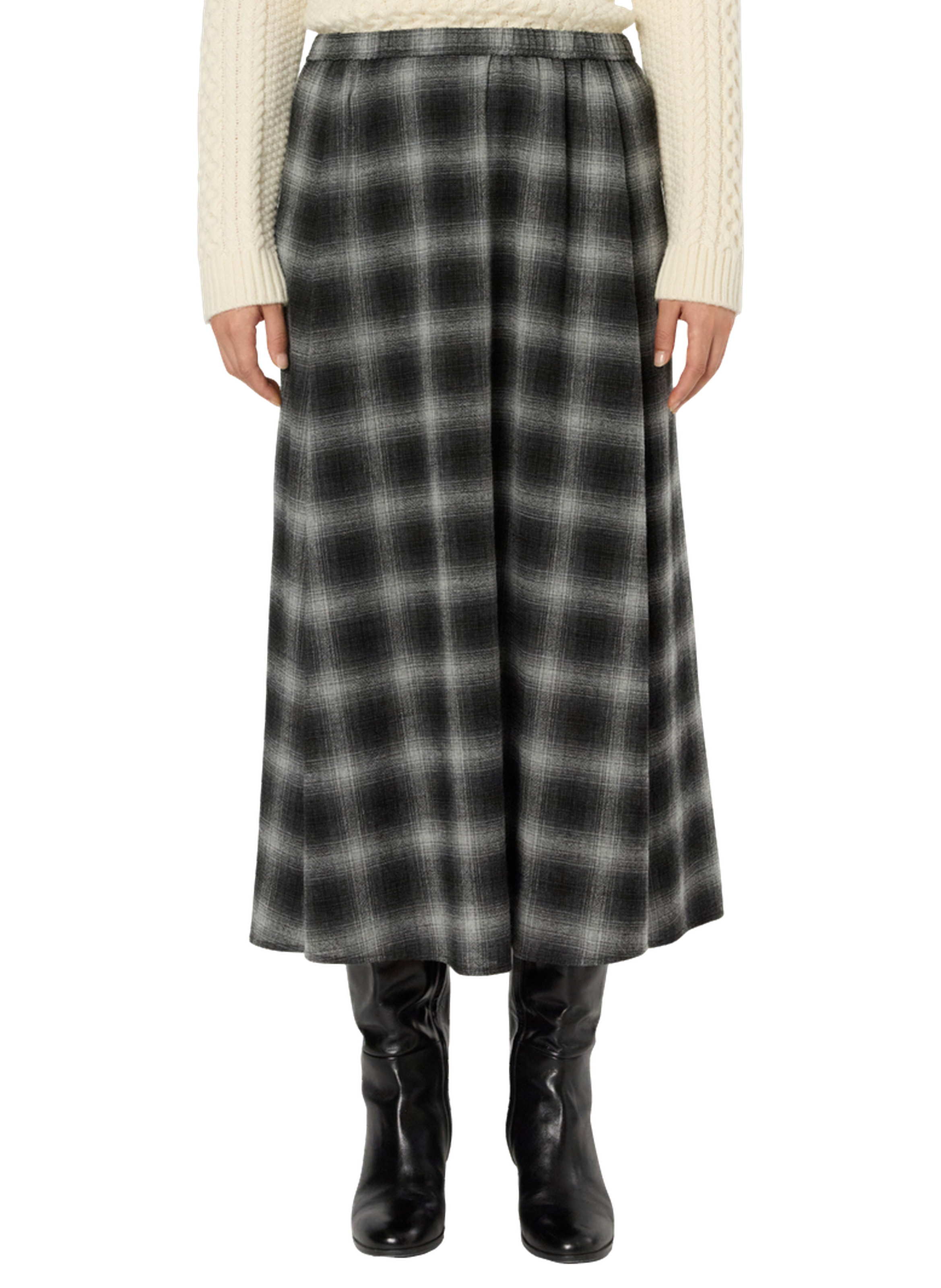 Jupe midi à carreaux - basma GERARD DAREL Gris