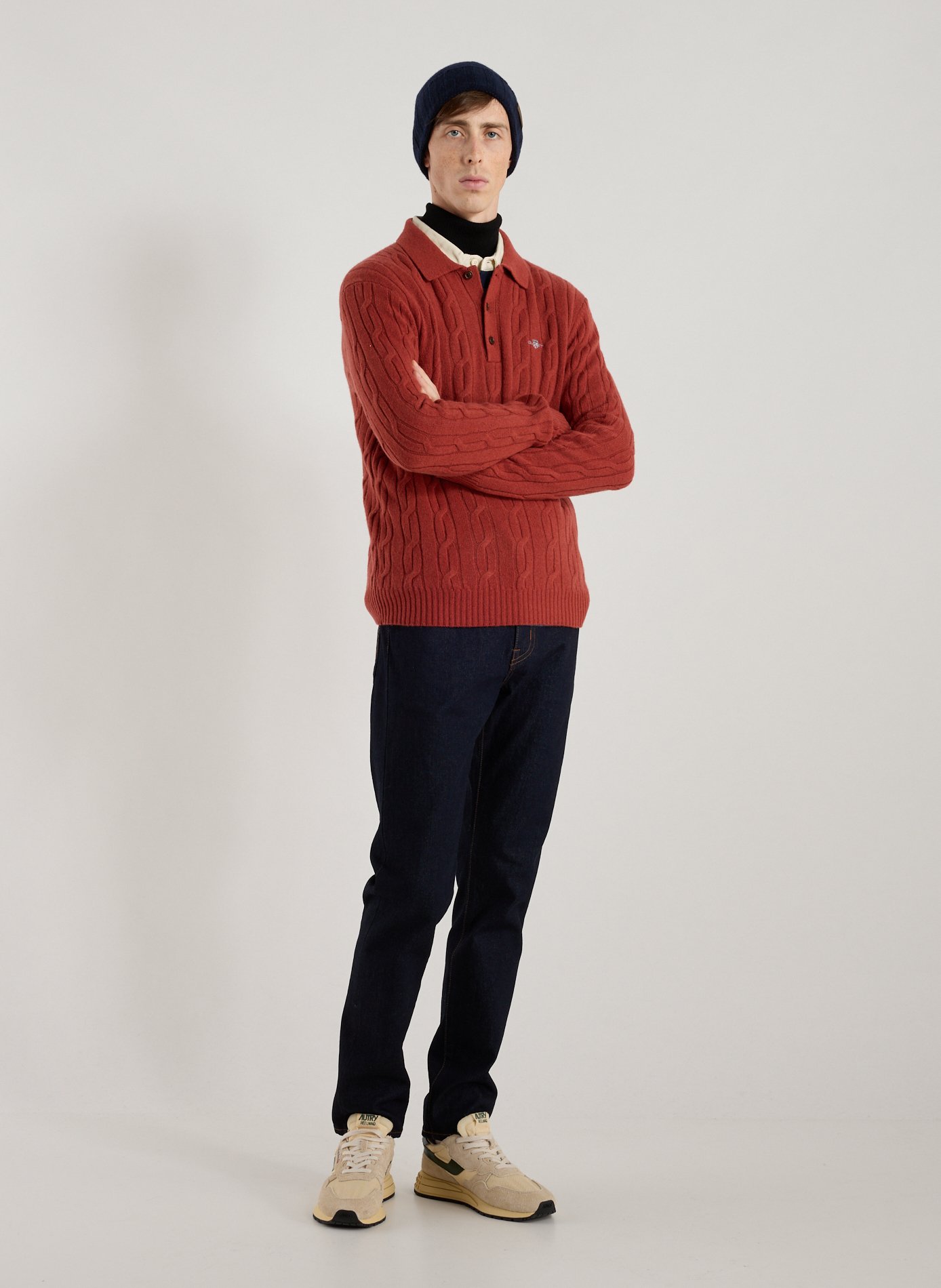 Wool sweater with buttoned collar GANT Orange