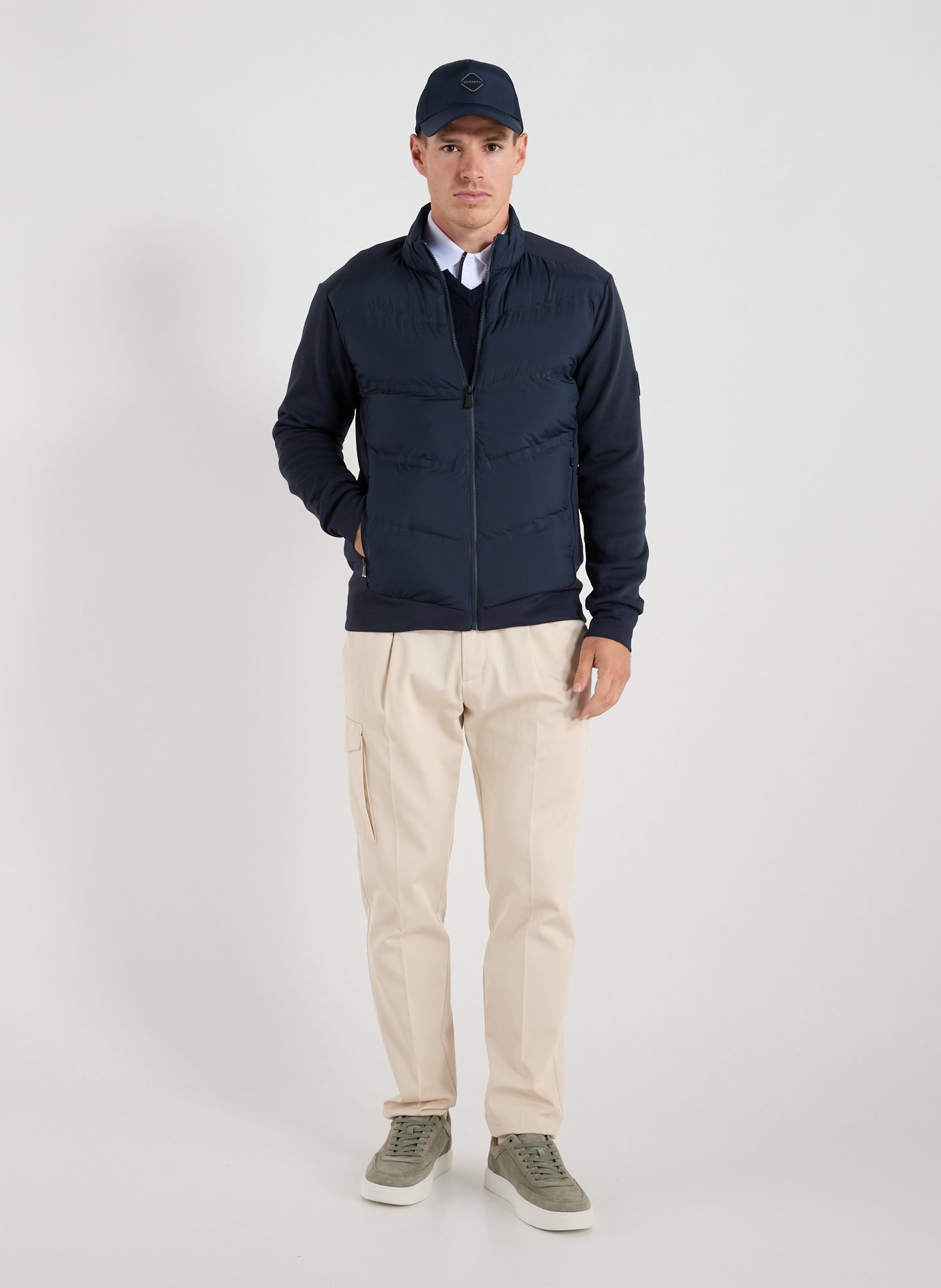 Hybrid quilted jacket in blended cotton HACKETT Blue