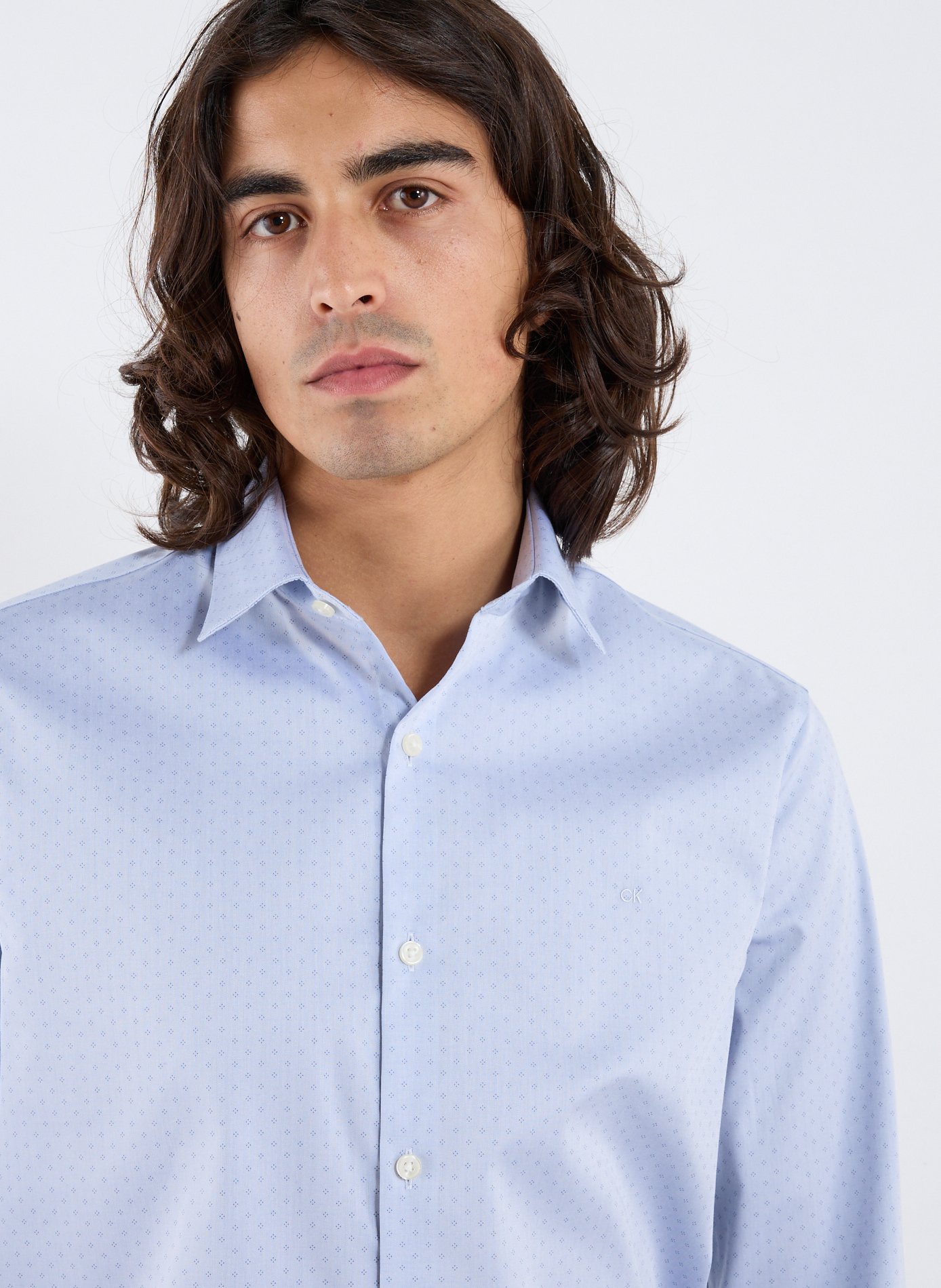 Chemise slim en coton mélangé CALVIN KLEIN Bleu