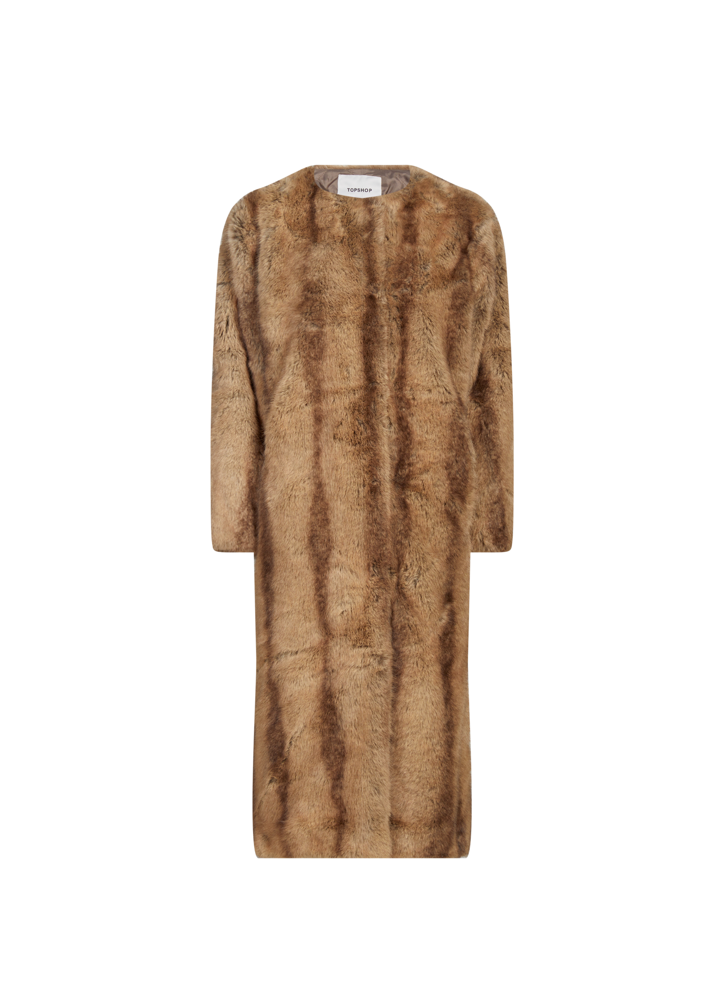 Manteau long aspect fourrure TOPSHOP Beige