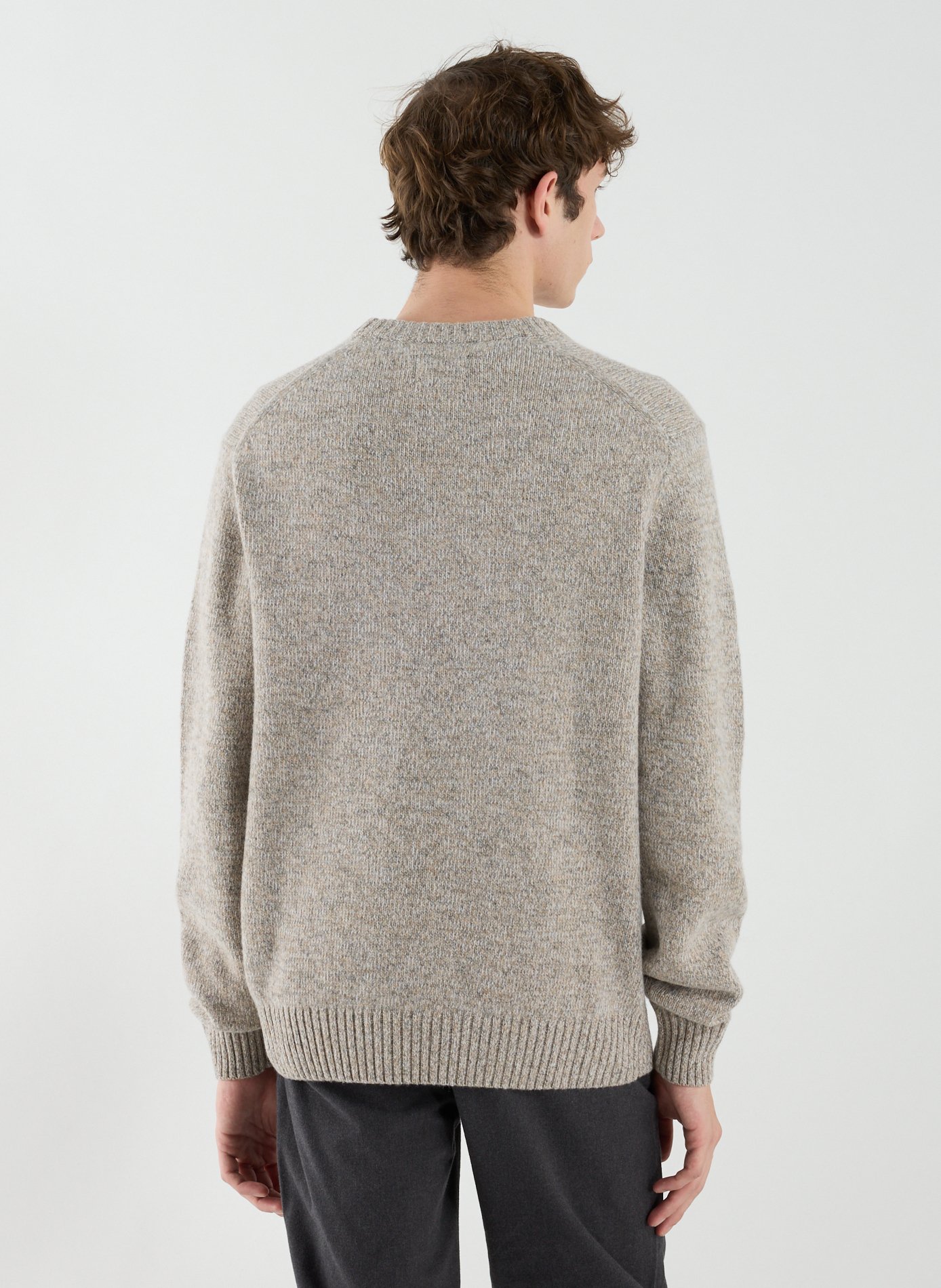 Pull côtelé à col rond en laine mérinos DOCKERS Beige