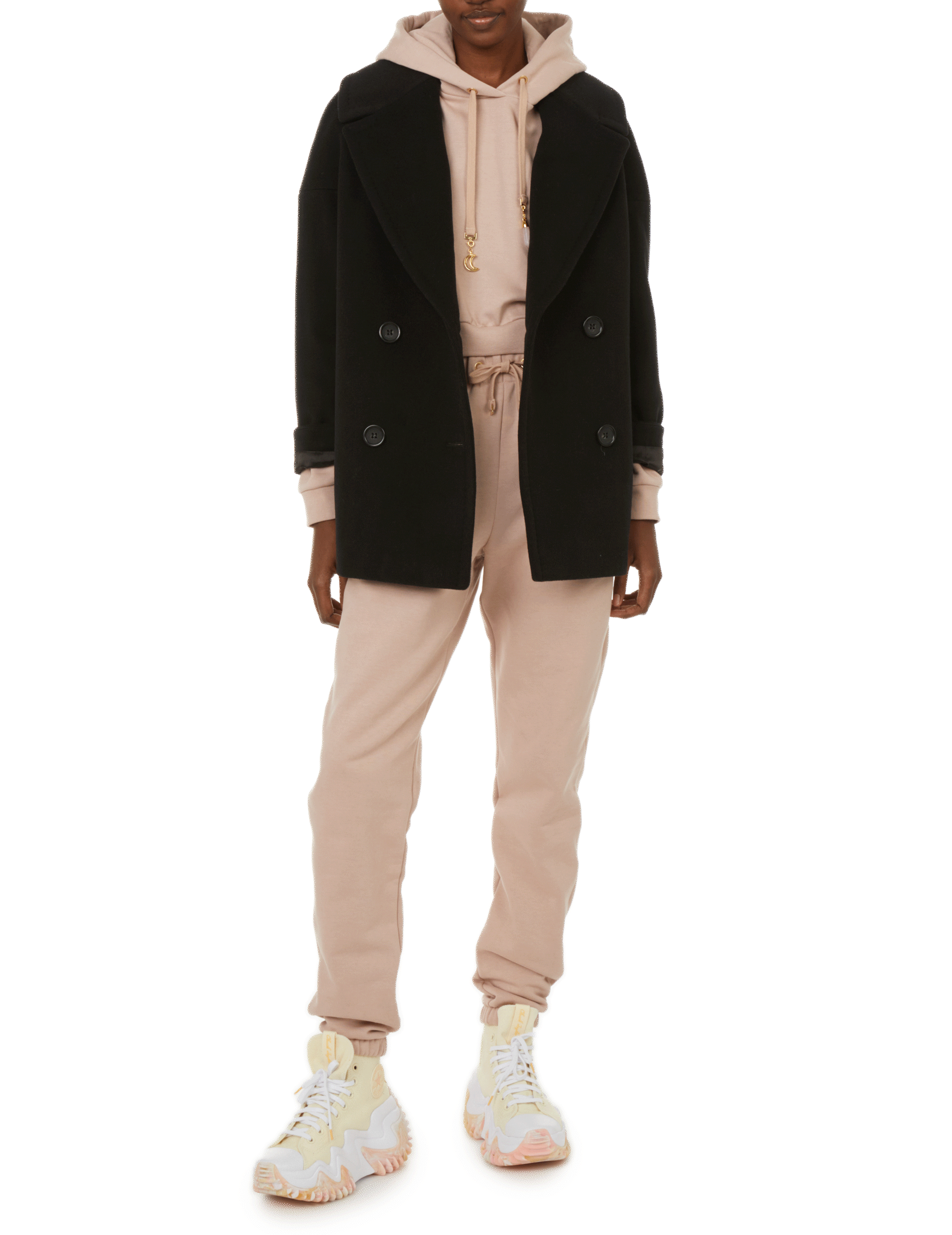 Short coat in blended cashmere THE SOCIAL SUNDAY Black