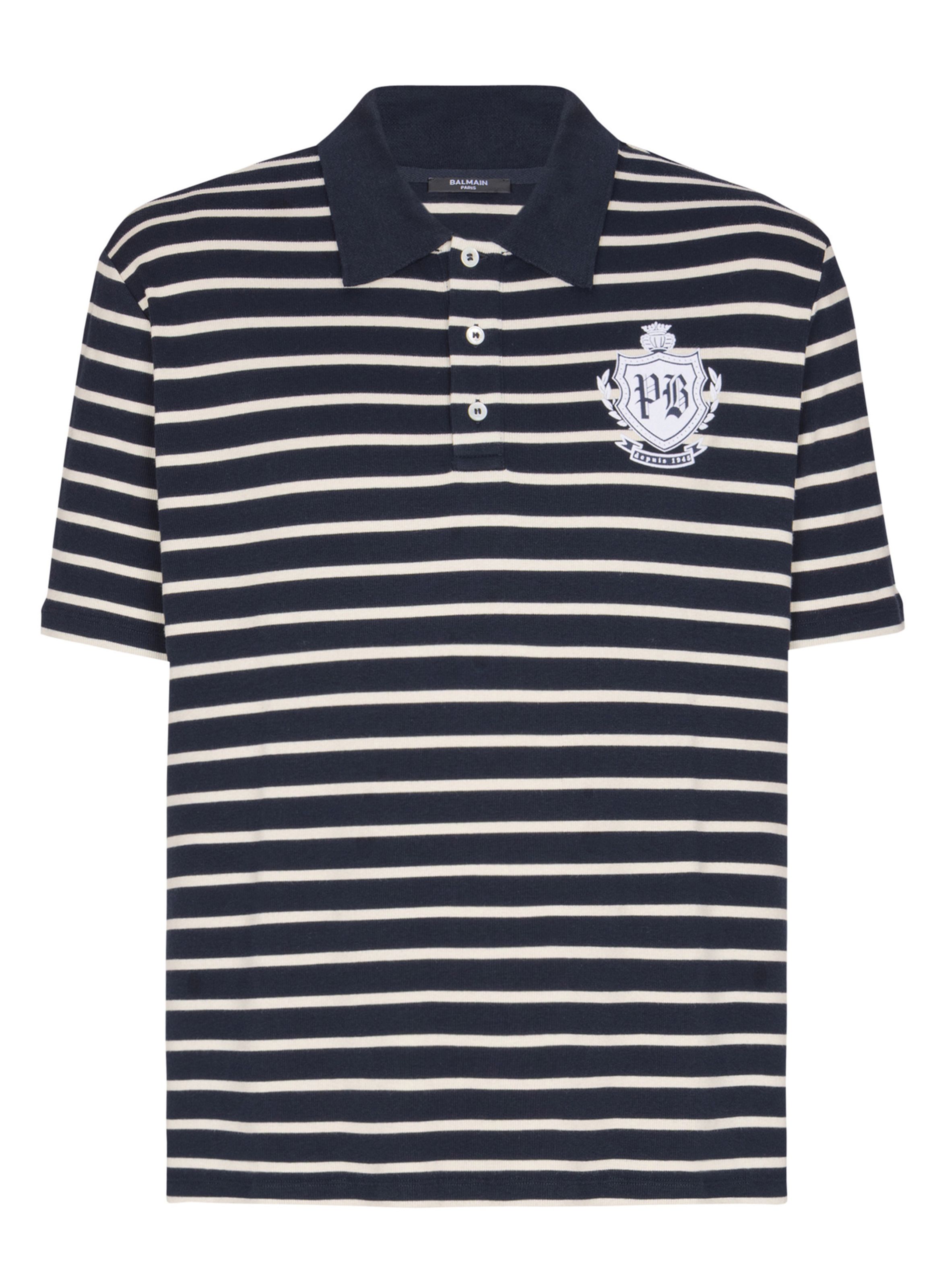 Polo marinière college emblem BALMAIN Bleu