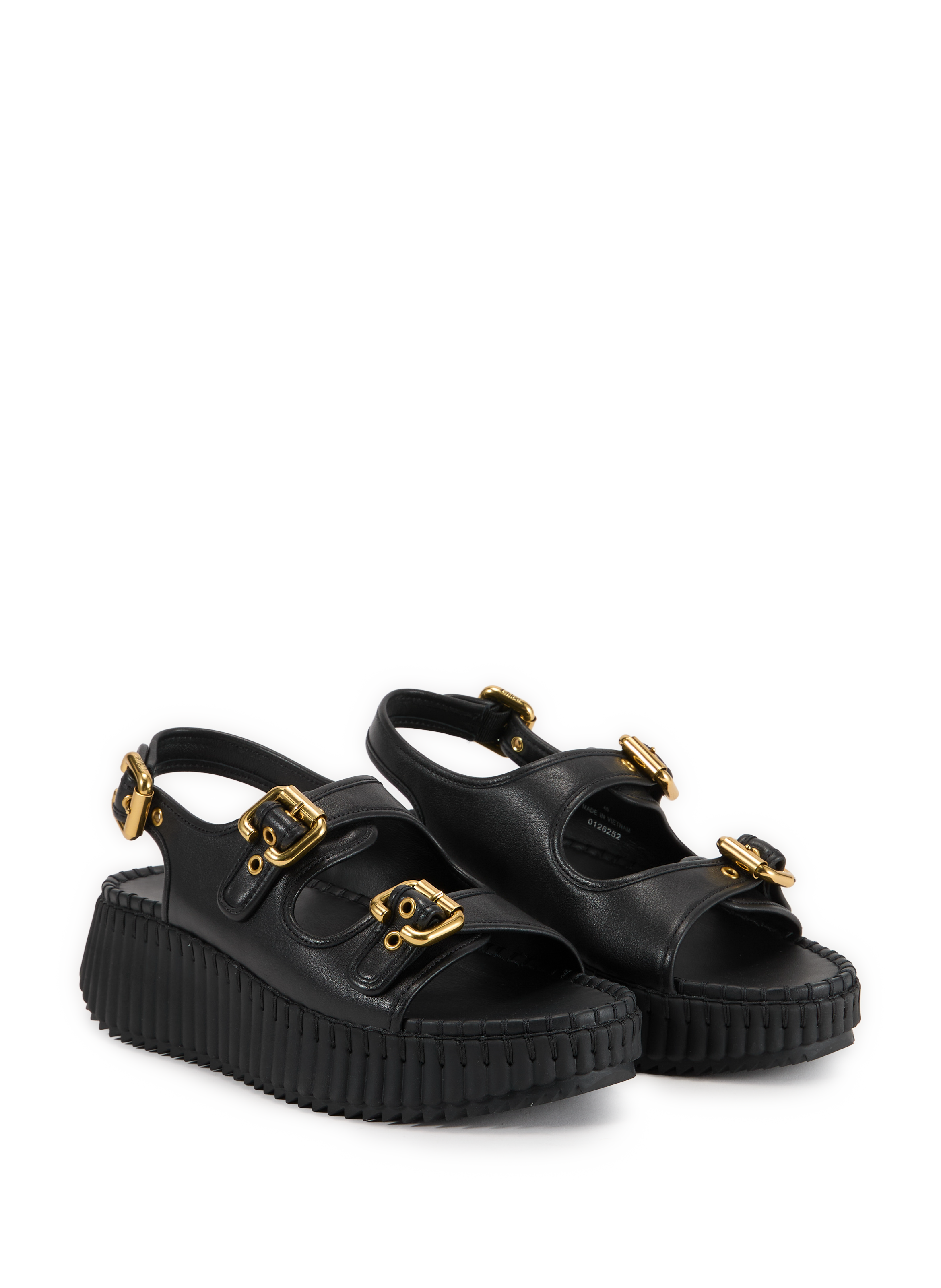 Nama calf leather wedge sandals CHLOÉ Black