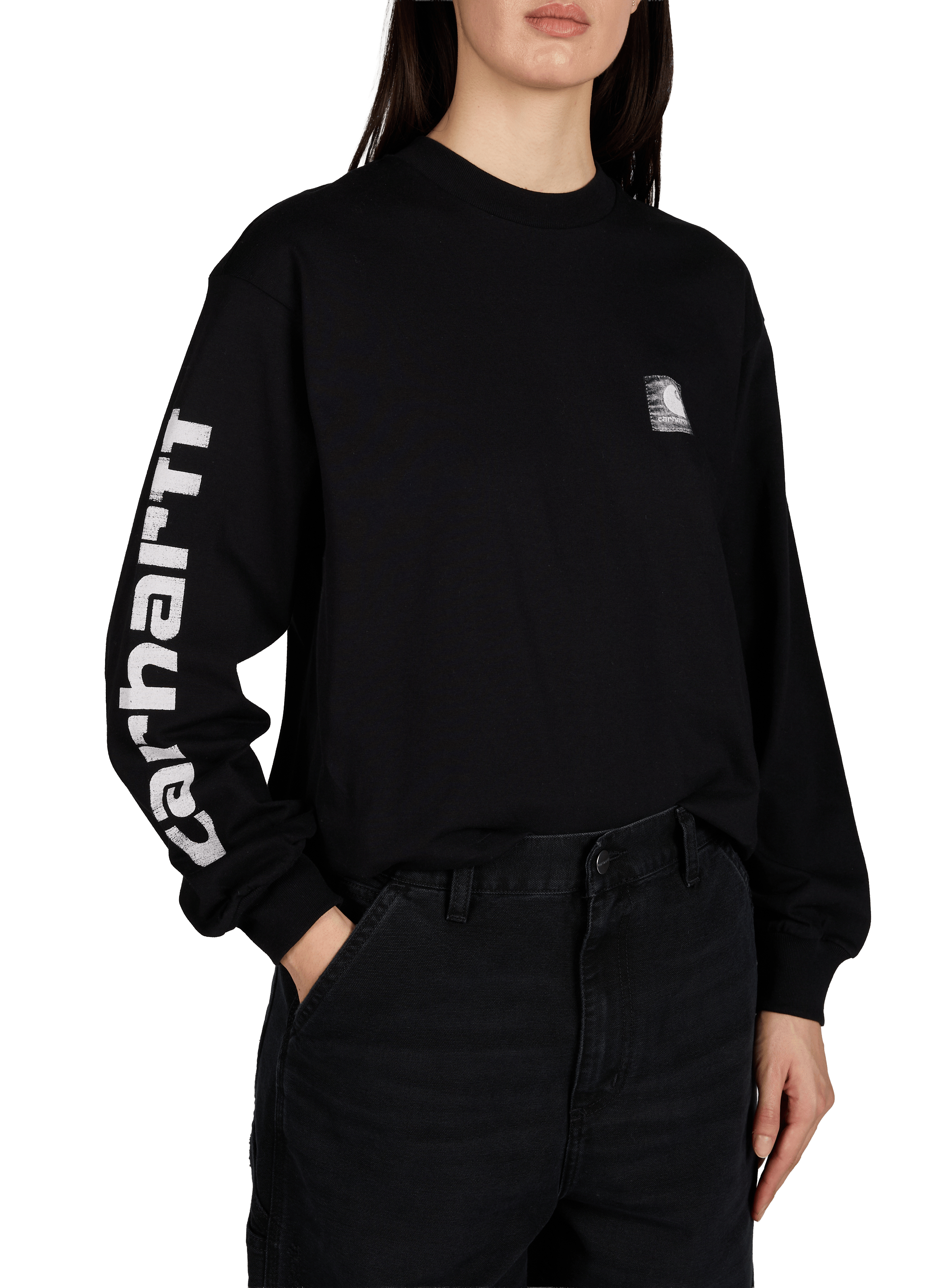 T-shirt imprimé à manches longues en coton CARHARTT WIP Noir