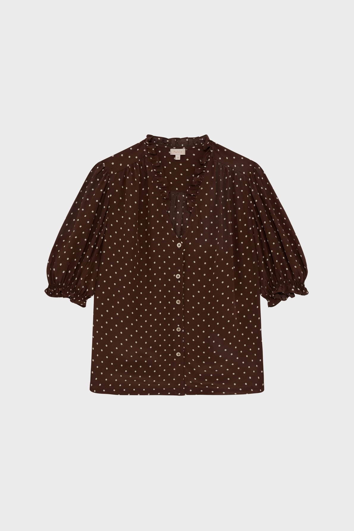 Chemise à pois et volants - caliee PABLO Marron