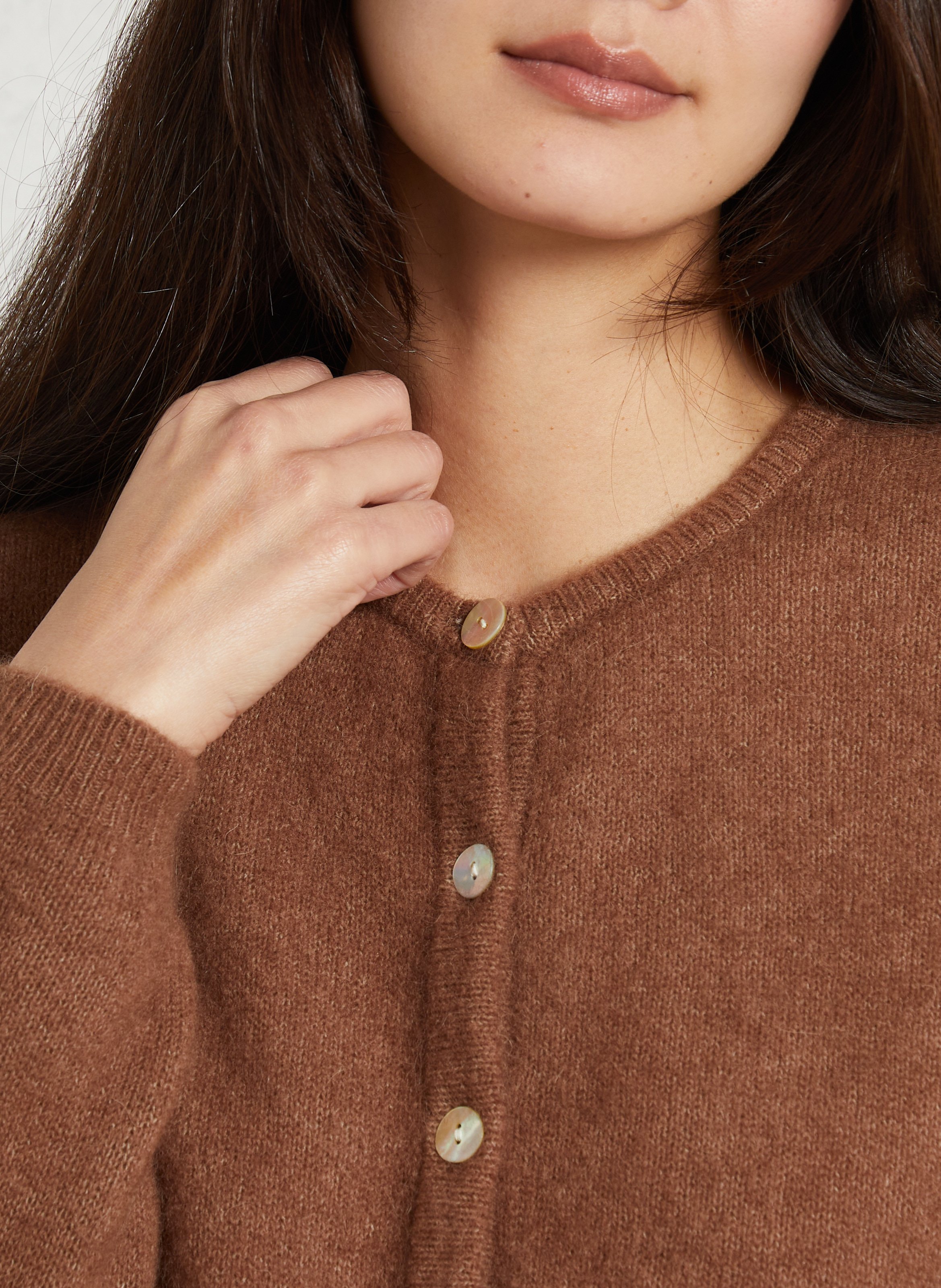 Gilet ample col rond en laine mélangée vitow AMERICAN VINTAGE Marron