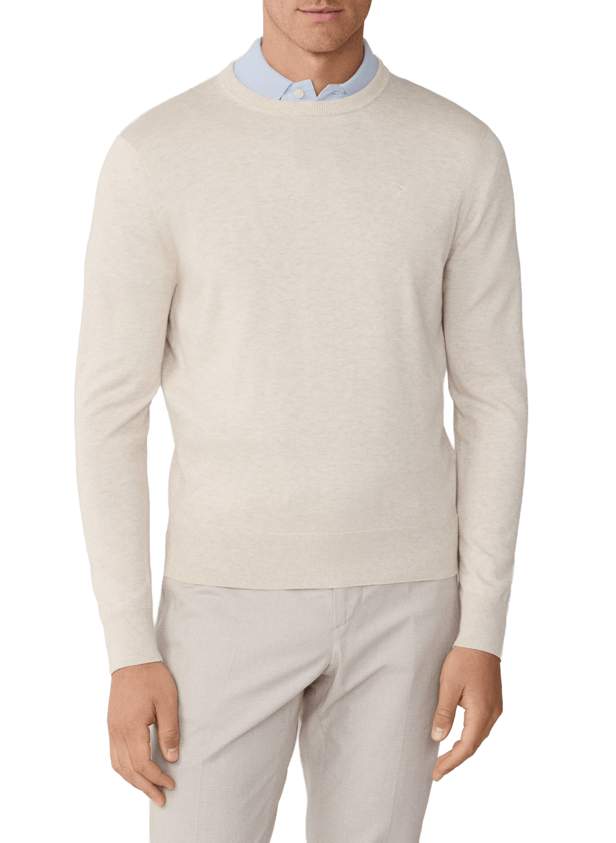 Round neck sweater in cotton and silk HACKETT Beige