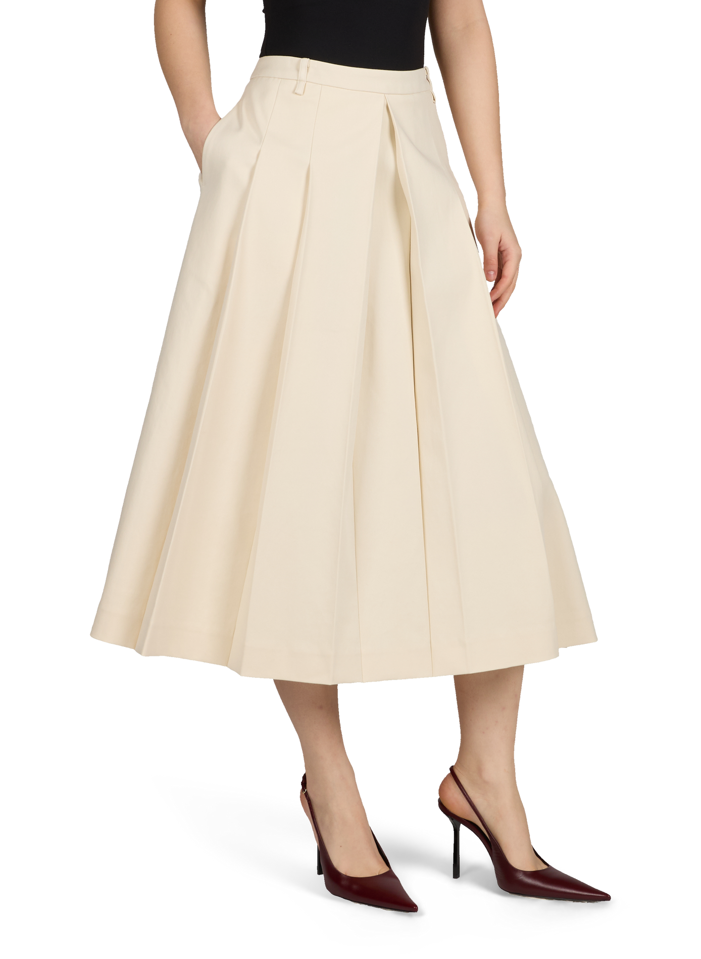 Pleated midi skirt in blended cotton LE 17 SEPTEMBRE Beige
